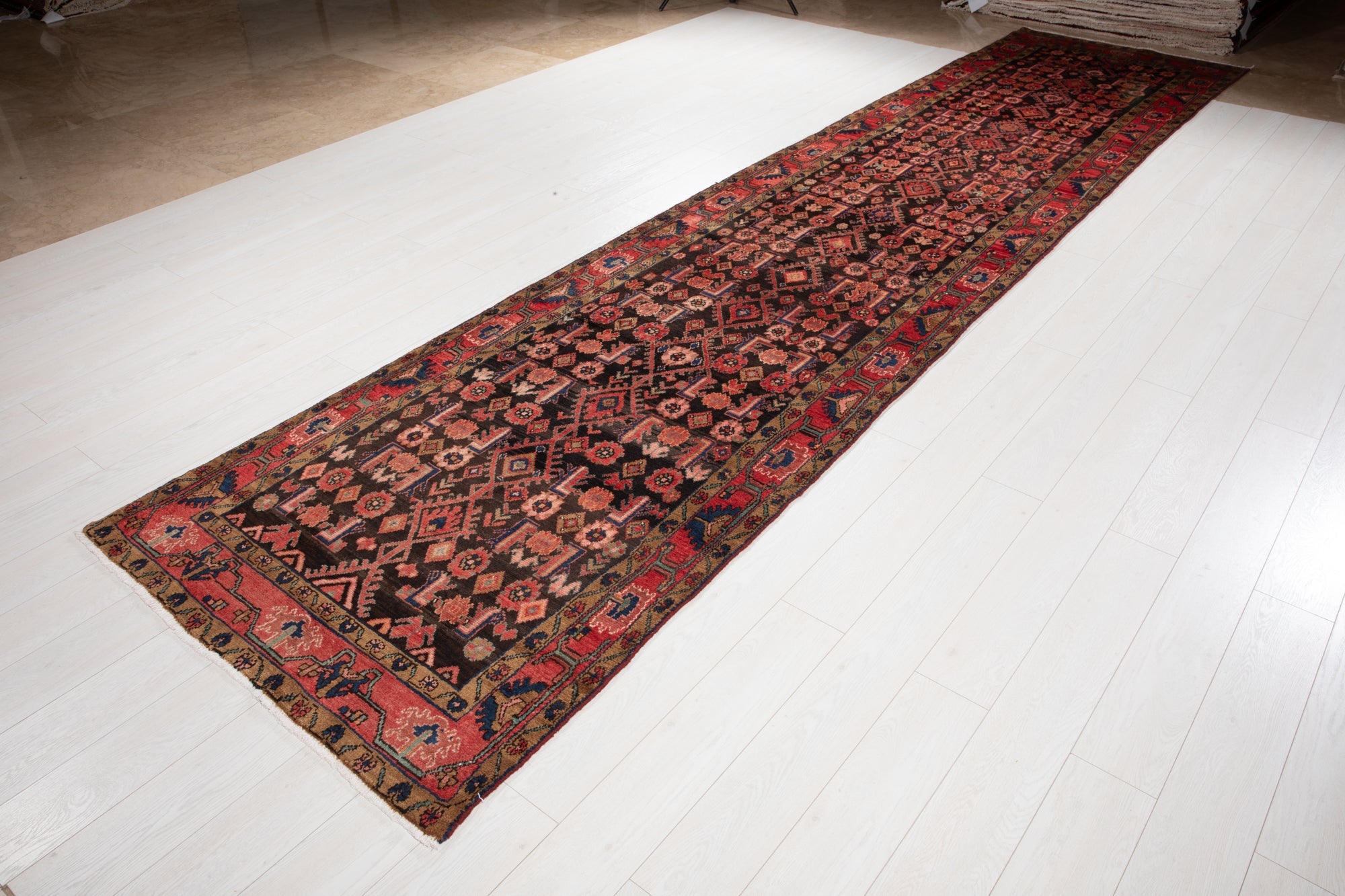 Hand-Knotted Vintage Wool Runner Rug – 16' 4" x 3' 8" (497 x 113 cm) - Yasi & Fara