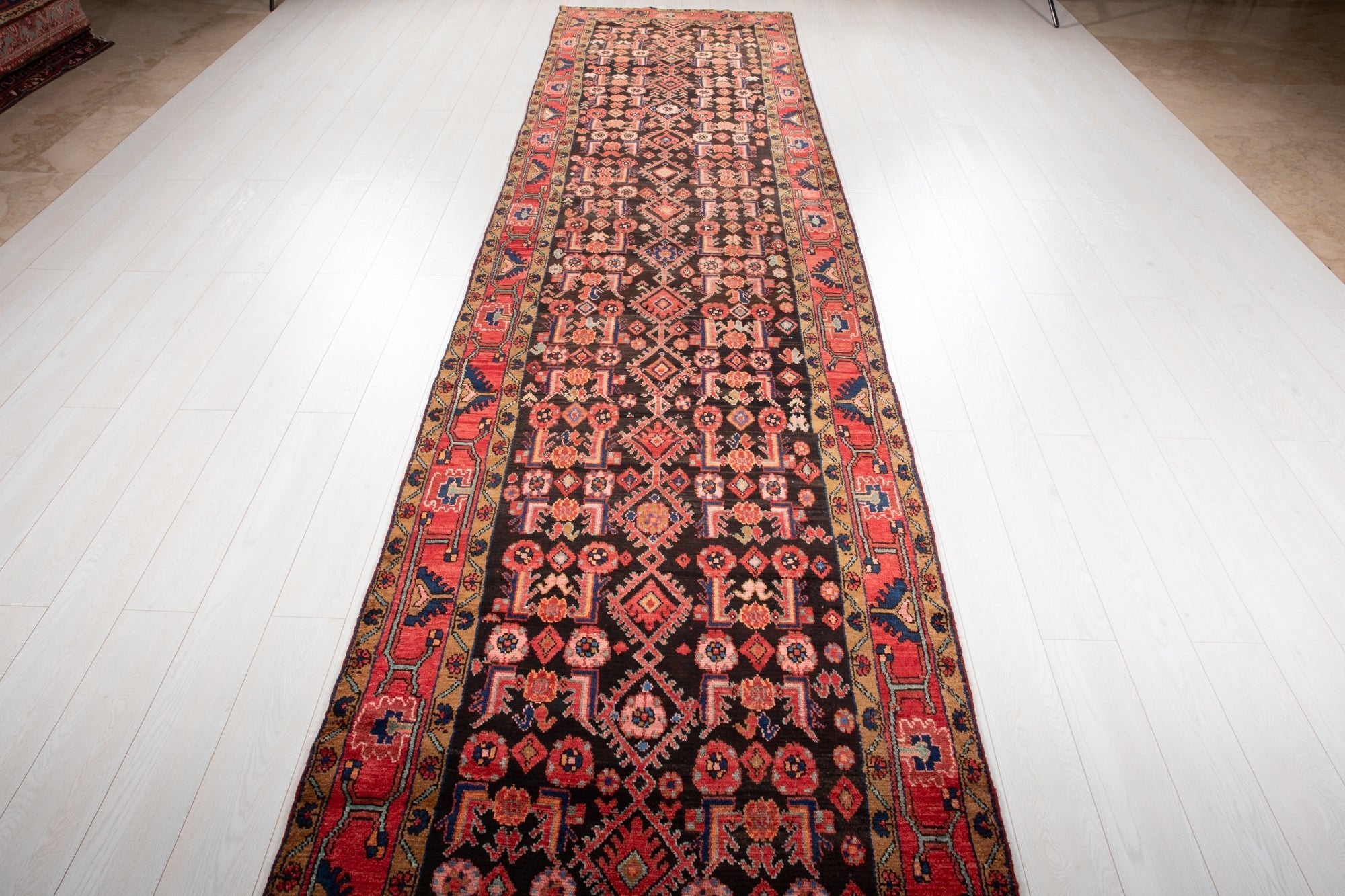 Hand-Knotted Vintage Wool Runner Rug – 16' 4" x 3' 8" (497 x 113 cm) - Yasi & Fara