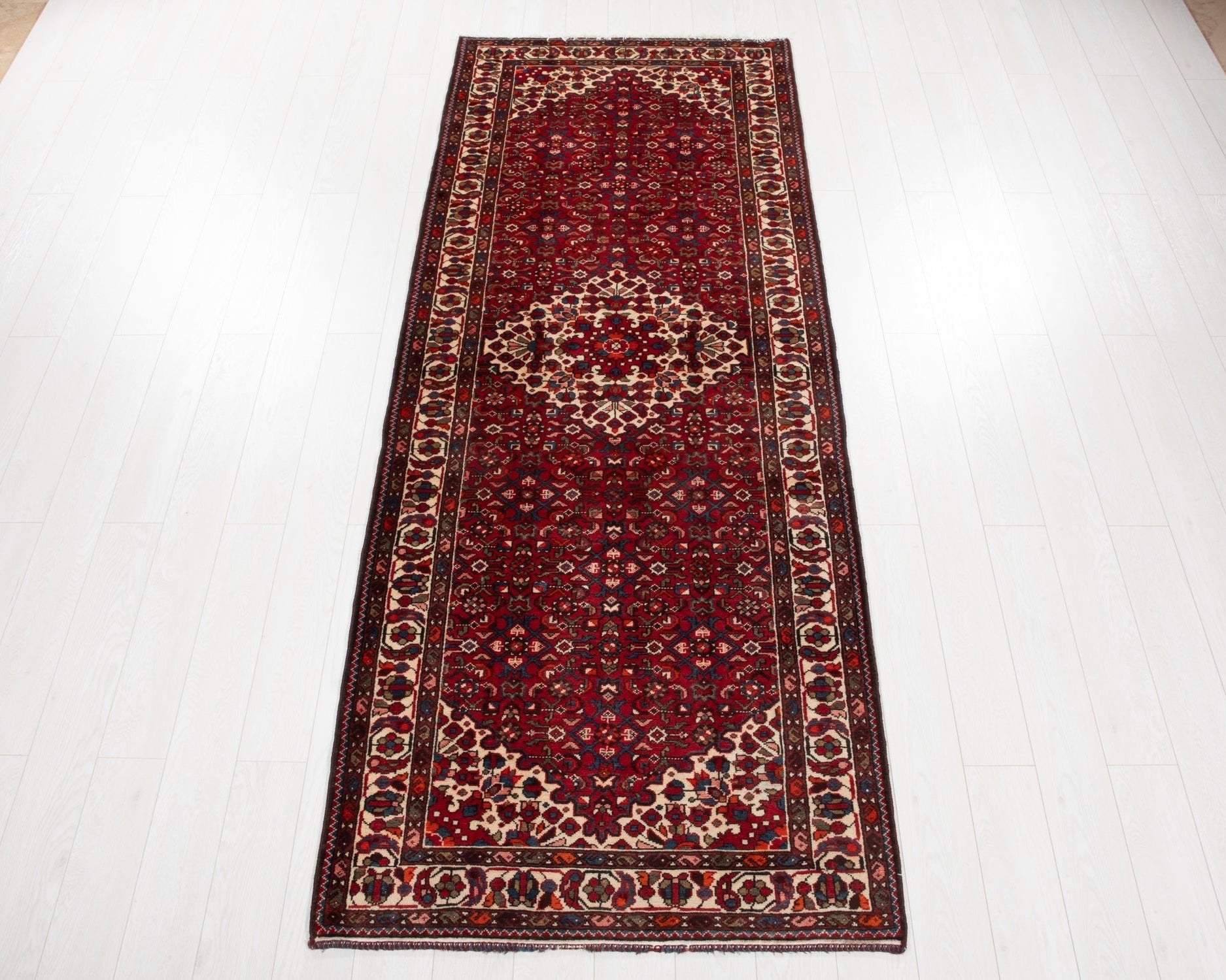 Hand-Knotted Vintage Wool Runner Rug – 9' 9" x 3' 8" (297 x 113 cm - Yasi & Fara