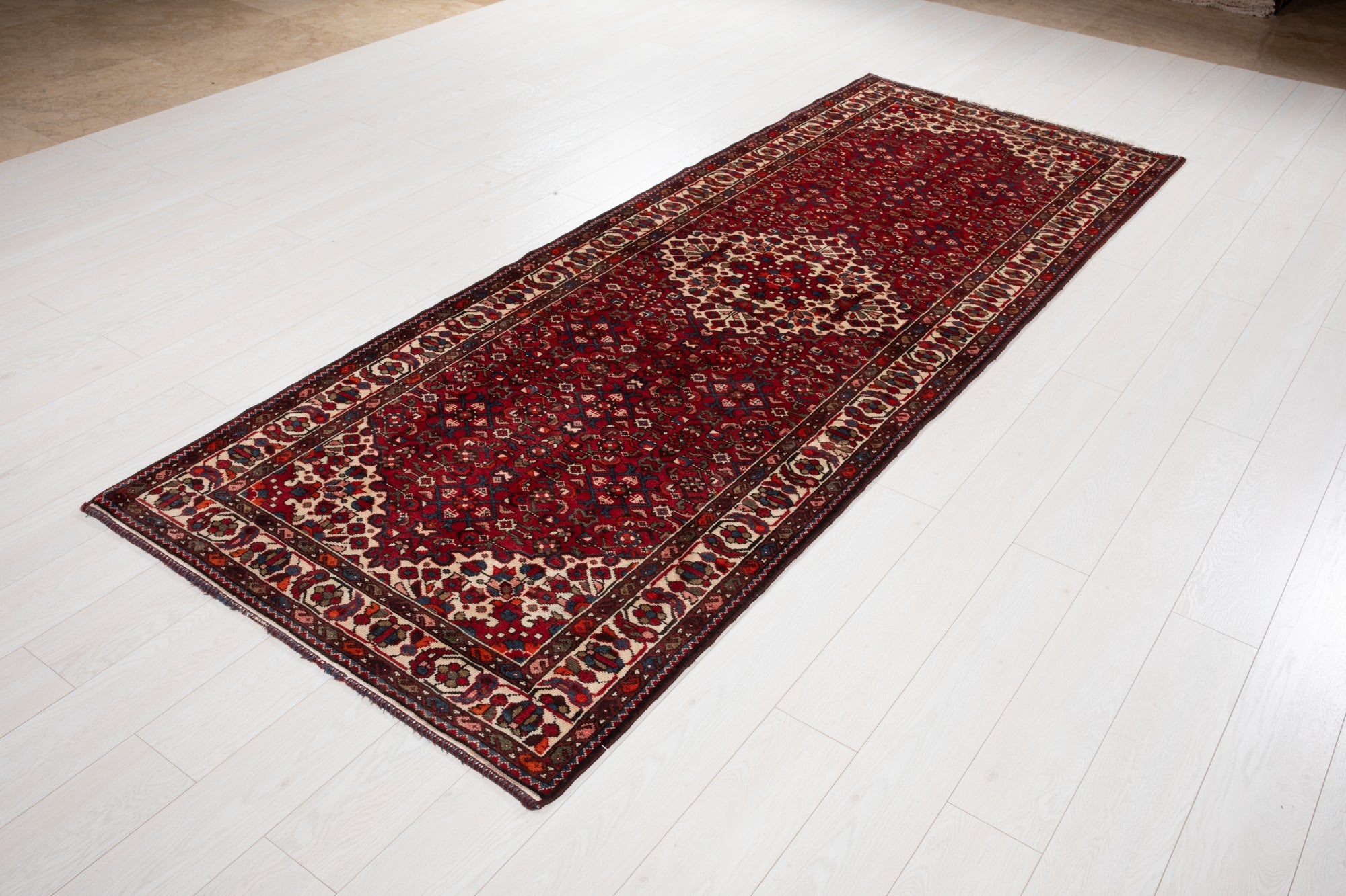 Hand-Knotted Vintage Wool Runner Rug – 9' 9" x 3' 8" (297 x 113 cm - Yasi & Fara