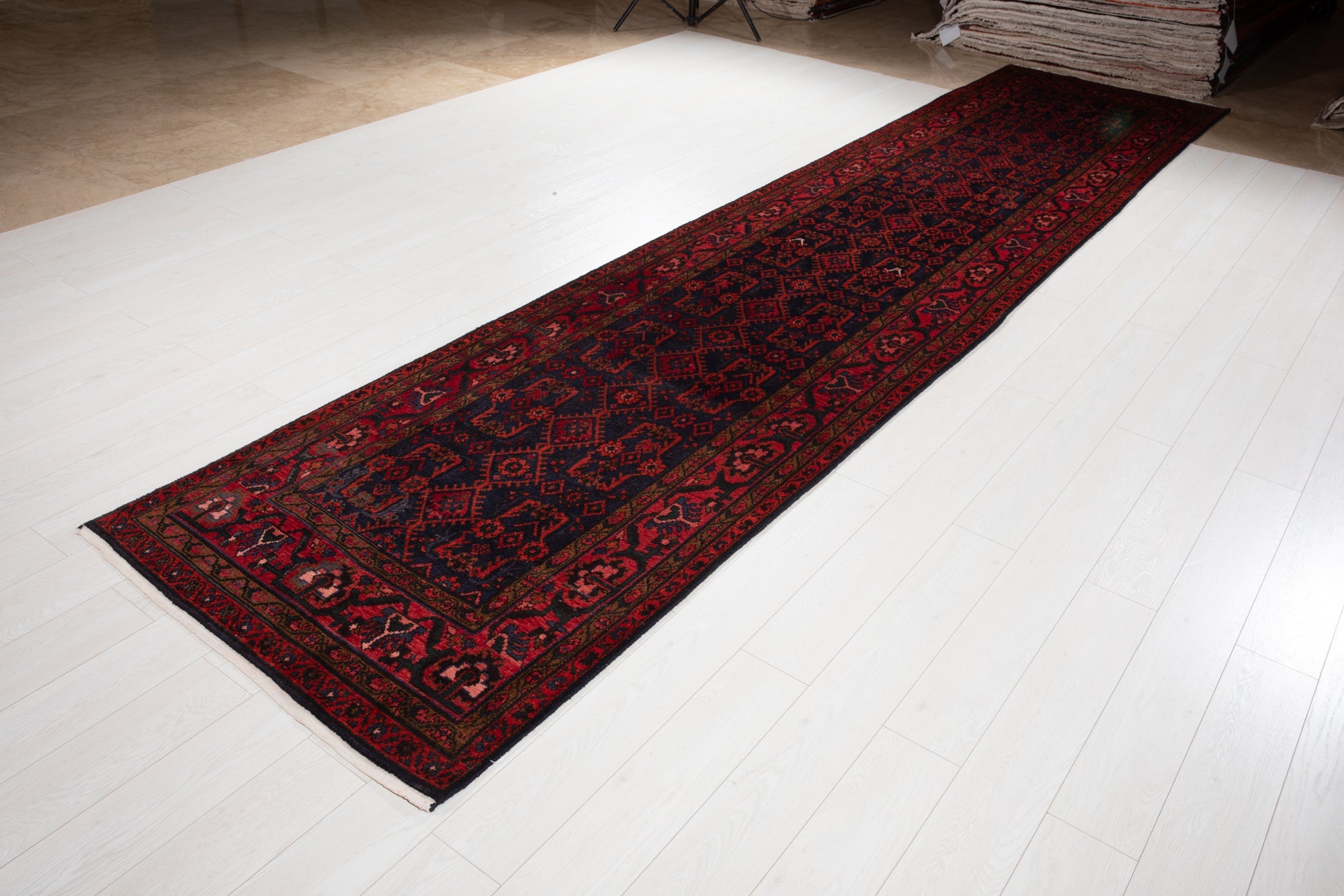 Hand-Knotted Vintage Wool Runner Rug – 15' 10" x 3' 6" (484 x 107 cm) - Yasi & Fara