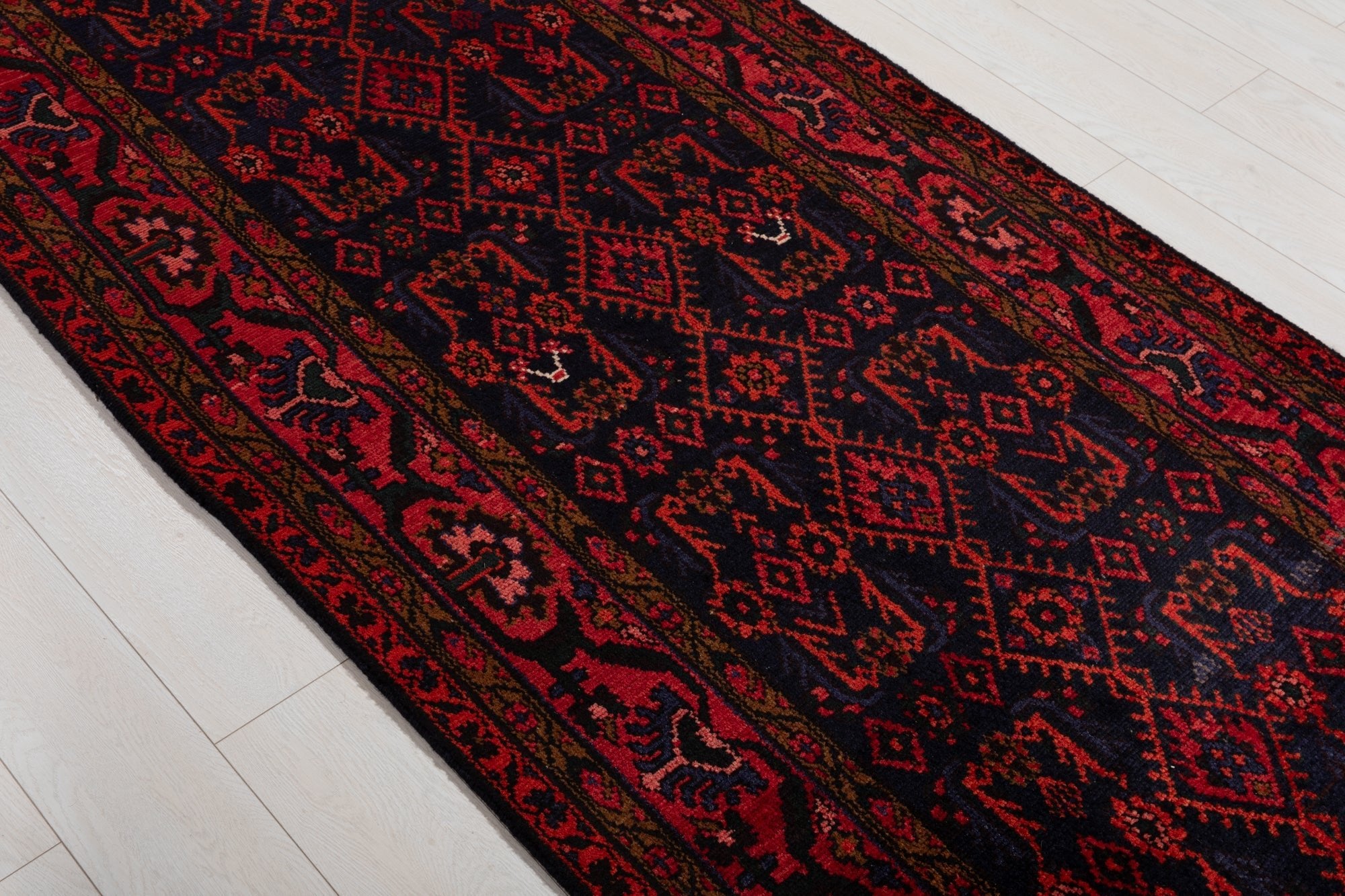 Hand-Knotted Vintage Wool Runner Rug – 15' 10" x 3' 6" (484 x 107 cm) - Yasi & Fara