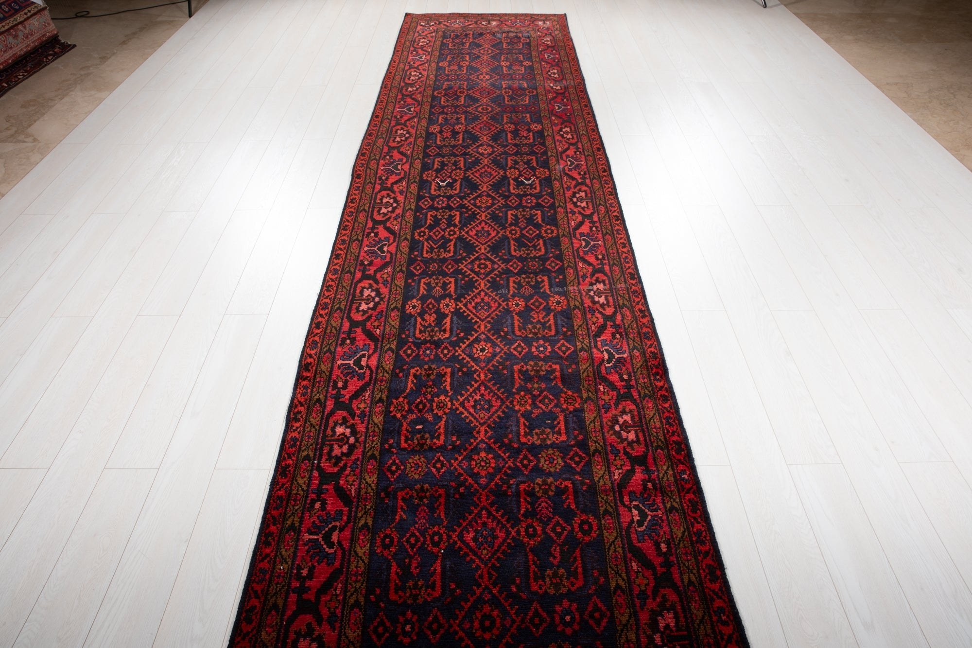 Hand-Knotted Vintage Wool Runner Rug – 15' 10" x 3' 6" (484 x 107 cm) - Yasi & Fara