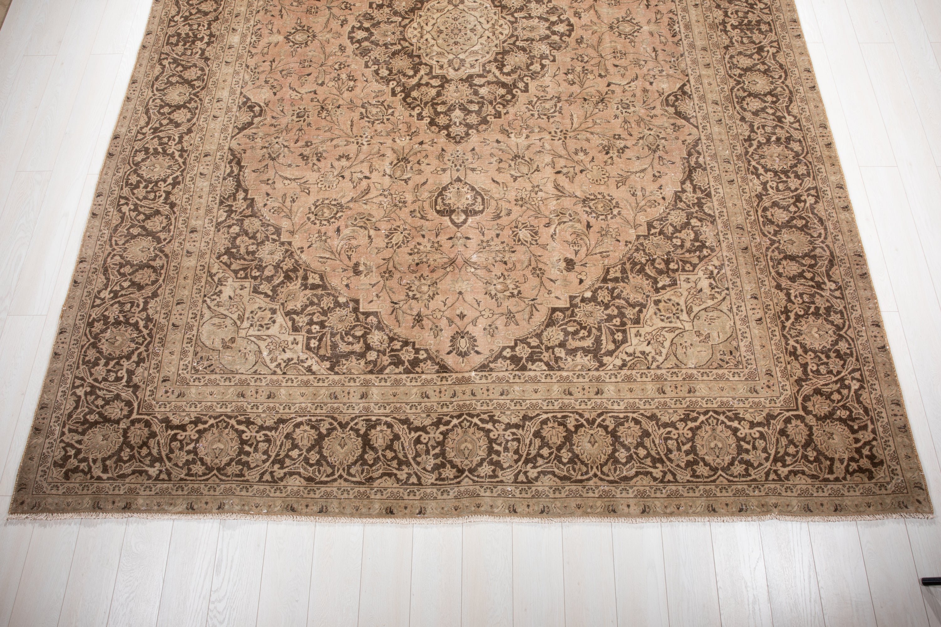 Hand-Knotted Vintage Large Wool Area Rug Faded – 12' 5" x 9' 1" (378 x 277 cm) - Yasi & Fara