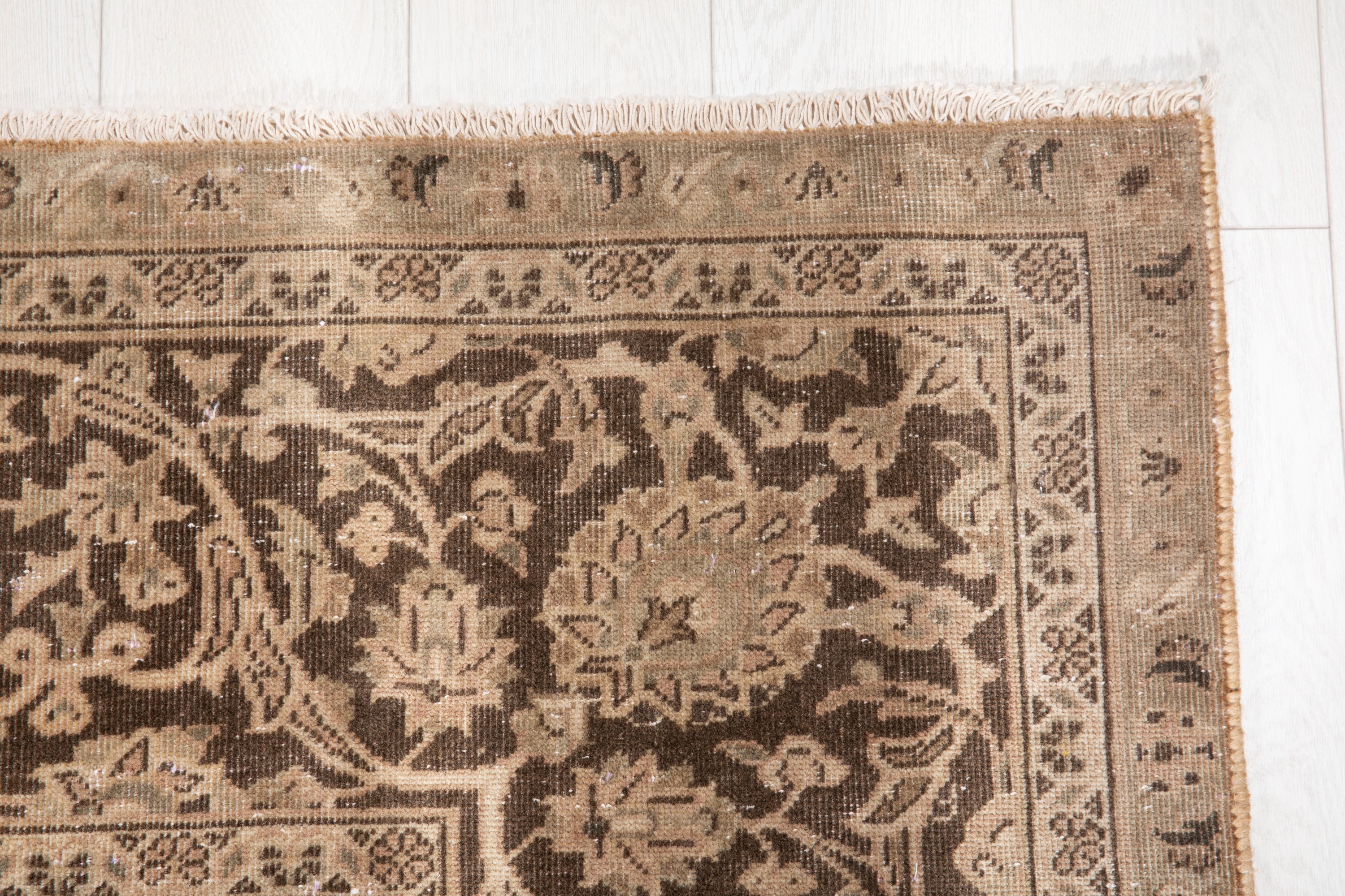 Hand-Knotted Vintage Large Wool Area Rug Faded – 12' 5" x 9' 1" (378 x 277 cm) - Yasi & Fara