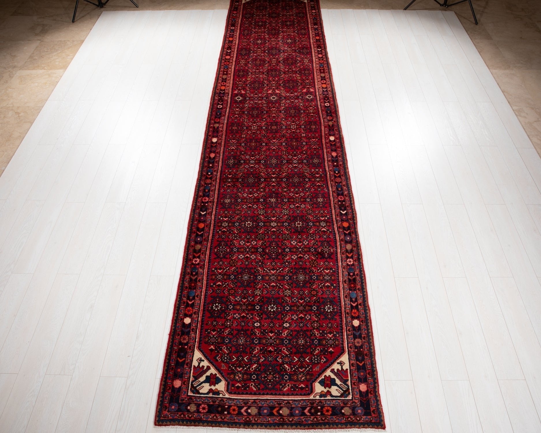 Hand-Knotted Vintage Wool Runner Rug – 16' 6" x 3' 7" (504 x 109 cm) - Yasi & Fara