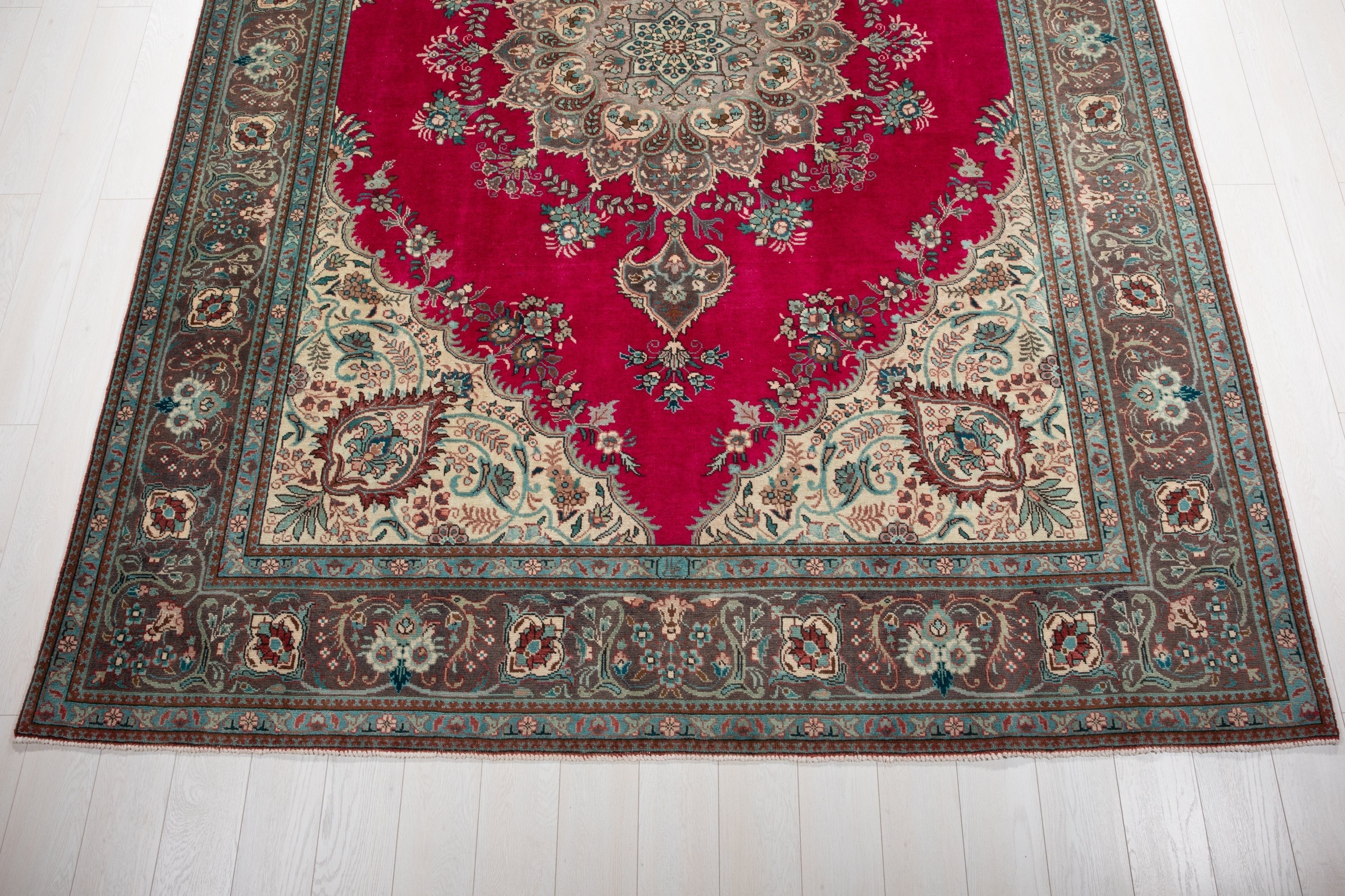 Hand-Knotted Vintage Large Wool Area Rug – 11' 3" x 8' (342 x 245 cm) - Yasi & Fara