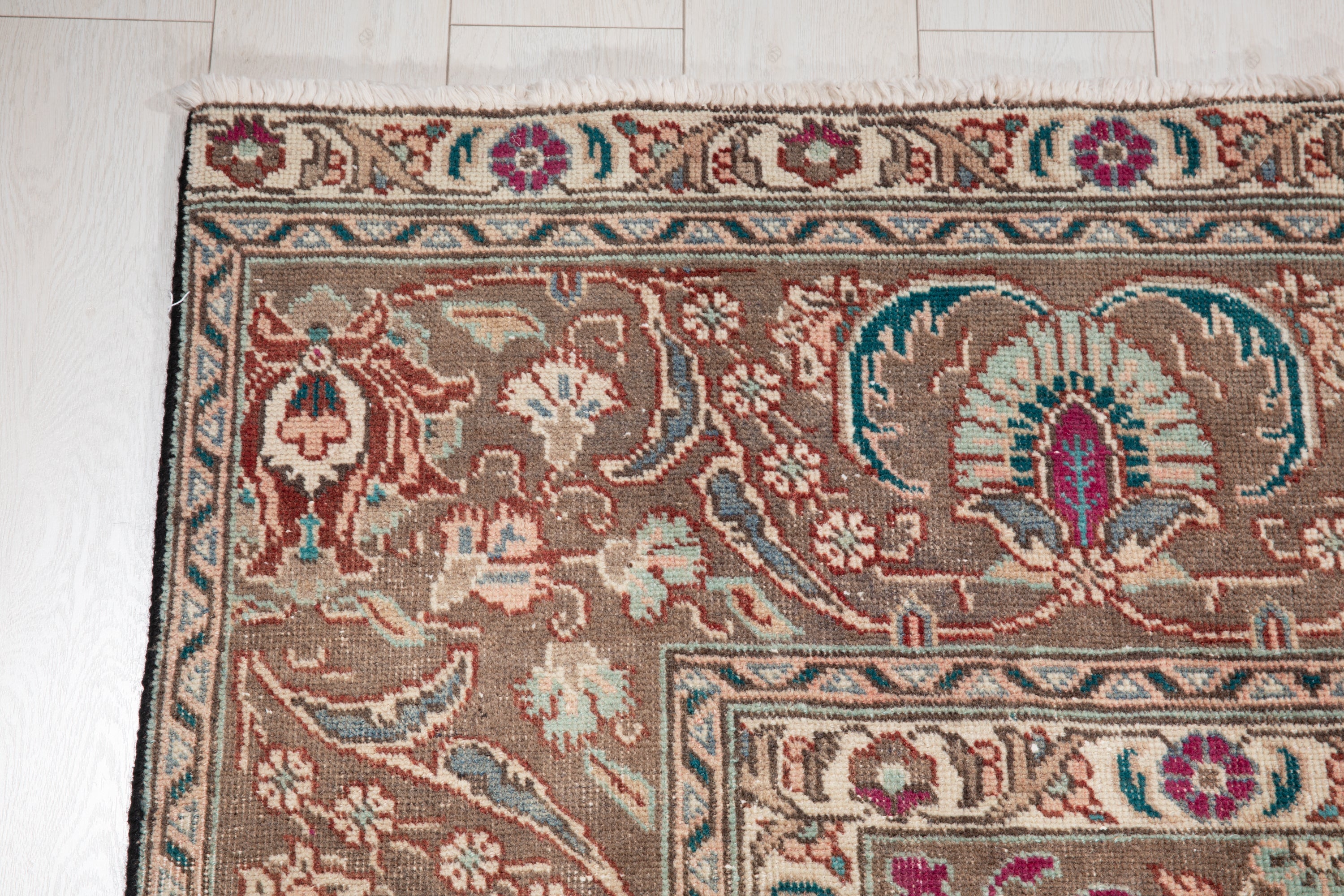 Hand-Knotted Vintage Large Wool Area Rug Faded – 12' 4" x 9' 6" (376 x 290 cm) - Yasi & Fara