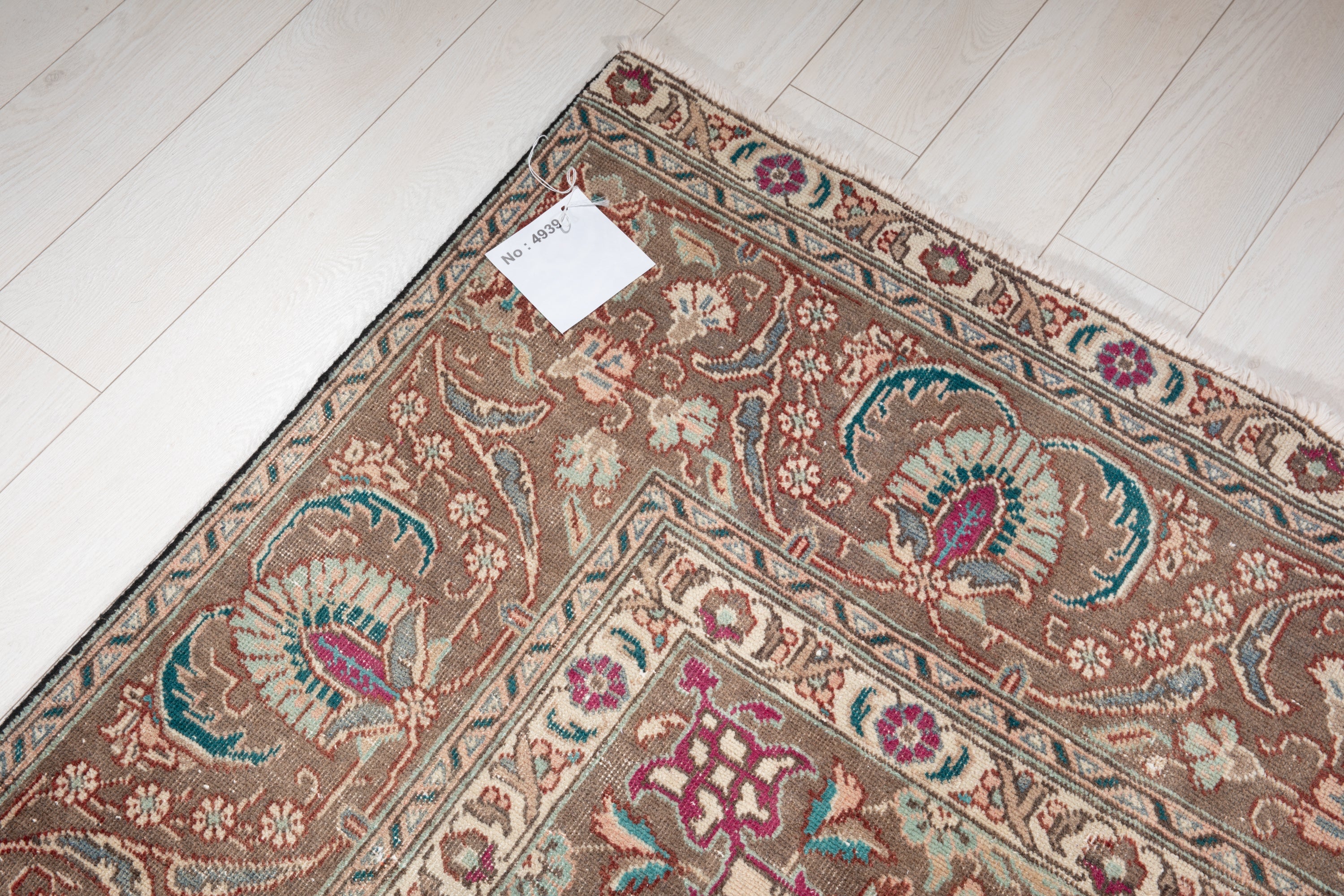 Hand-Knotted Vintage Large Wool Area Rug Faded – 12' 4" x 9' 6" (376 x 290 cm) - Yasi & Fara