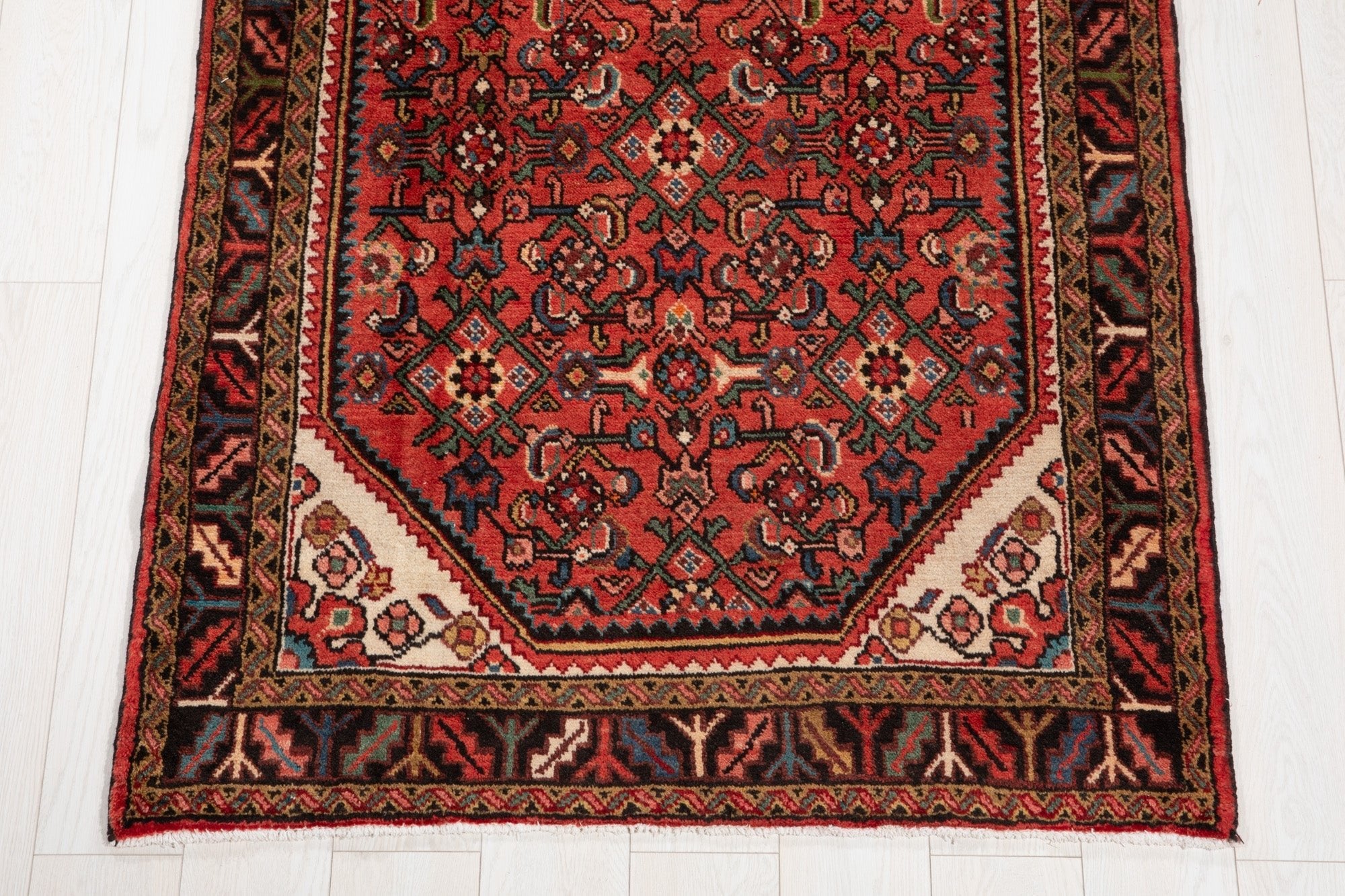 Hand-Knotted Vintage Wool Runner Rug – 10' 3" x 3' 7" (312 x 110 cm) - Yasi & Fara
