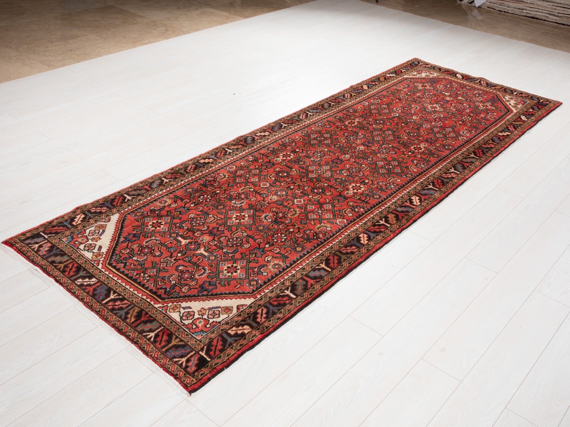 Hand-Knotted Vintage Wool Runner Rug – 10' 3" x 3' 7" (312 x 110 cm) - Yasi & Fara