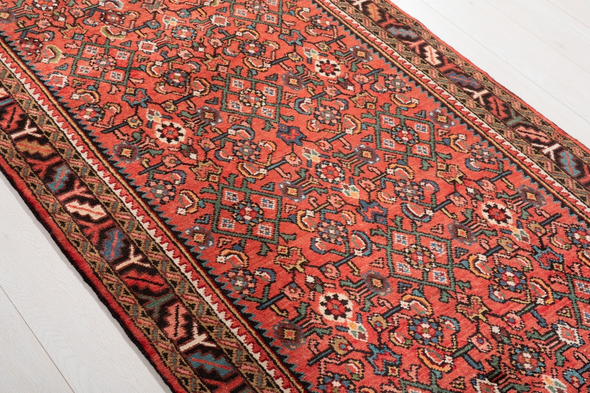 Hand-Knotted Vintage Wool Runner Rug – 10' 3" x 3' 7" (312 x 110 cm) - Yasi & Fara