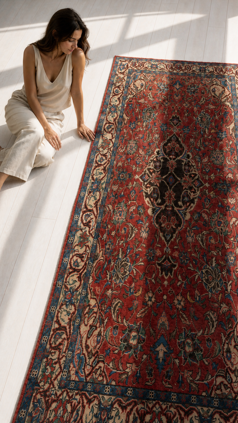 Hand-Knotted Vintage Wool Runner Rug – 10' x 4' 5" (304 x 134 cm) - Yasi & Fara