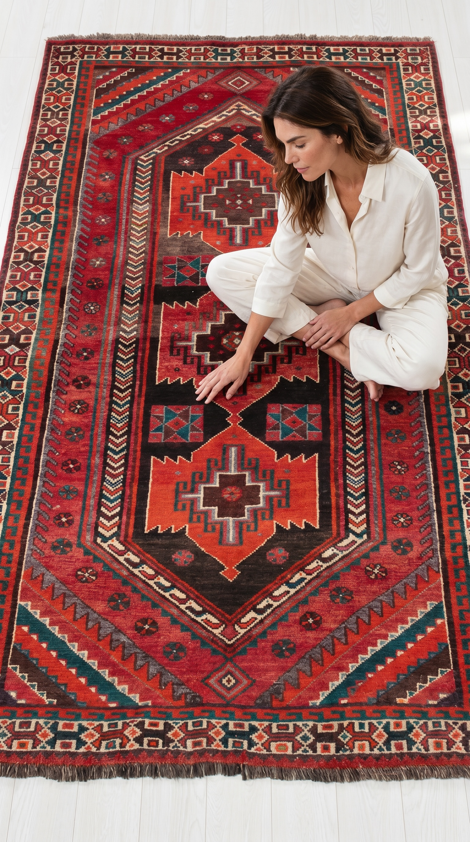 Hand-Knotted Vintage Wool Area Rug – 9' x 5' (274 × 151 cm) - Yasi & Fara