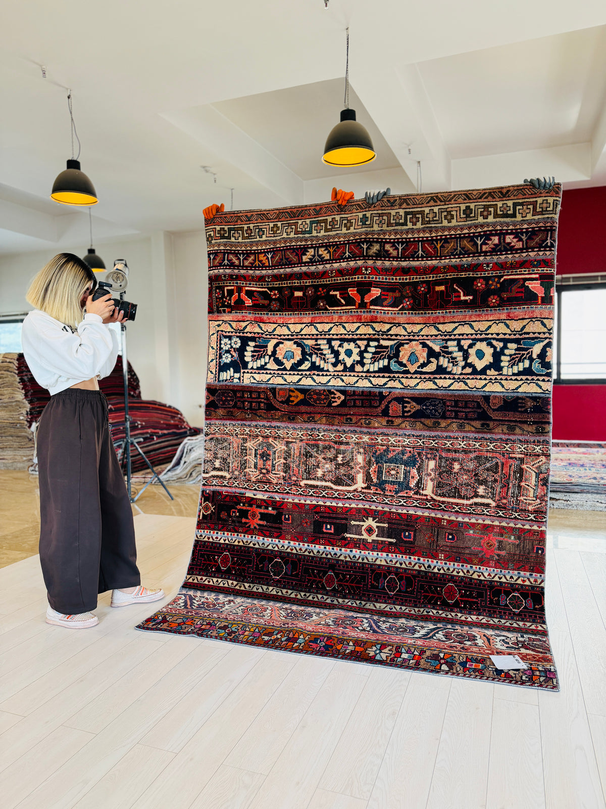 Vintage Multicolour Hand-Knotted Patchwork Rug – 7' 10" x 5' 8" (240 x 173 cm)