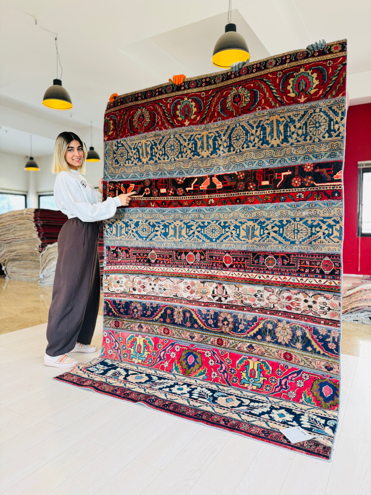 Vintage Multicolour Hand-Knotted Patchwork Rug – 8' 0" x 5' 7" (243 x 170 cm)
