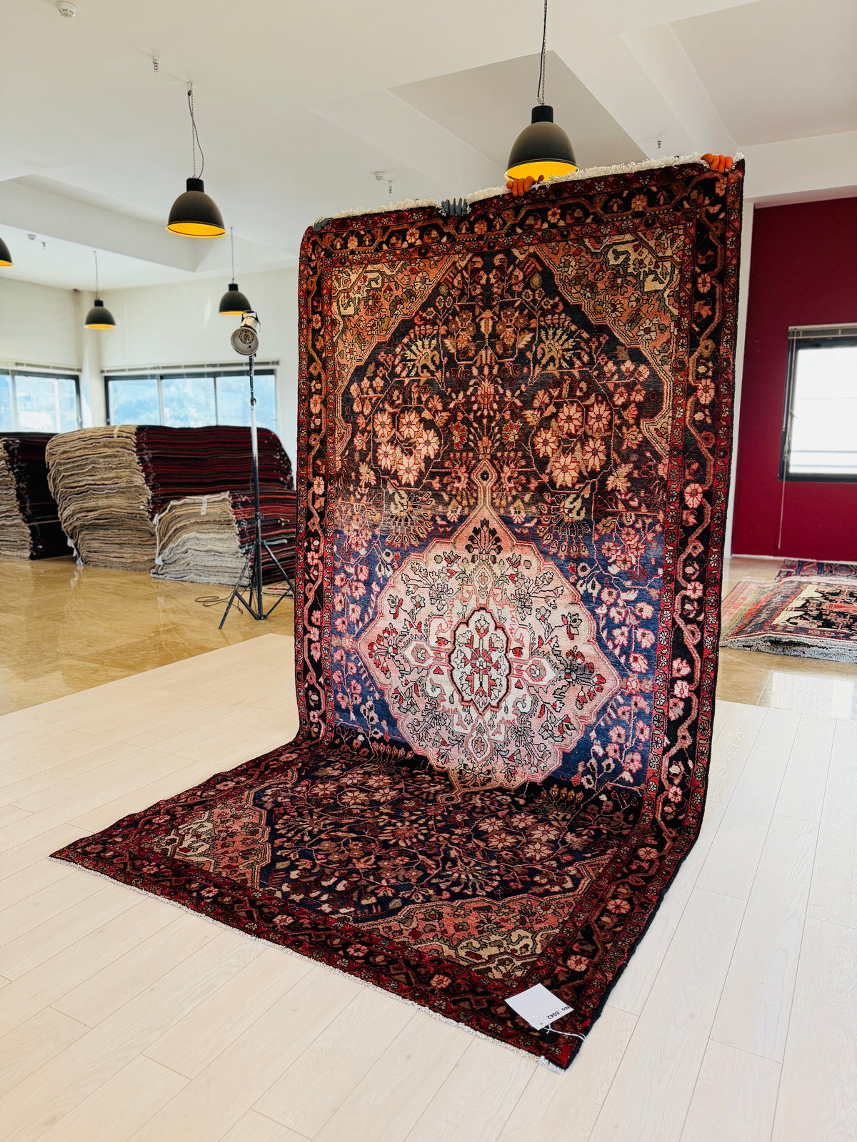 Antique Navy Blue Hand-Knotted Wool Rug – 10' 5" x 5' 5" (318 x 164 cm)
