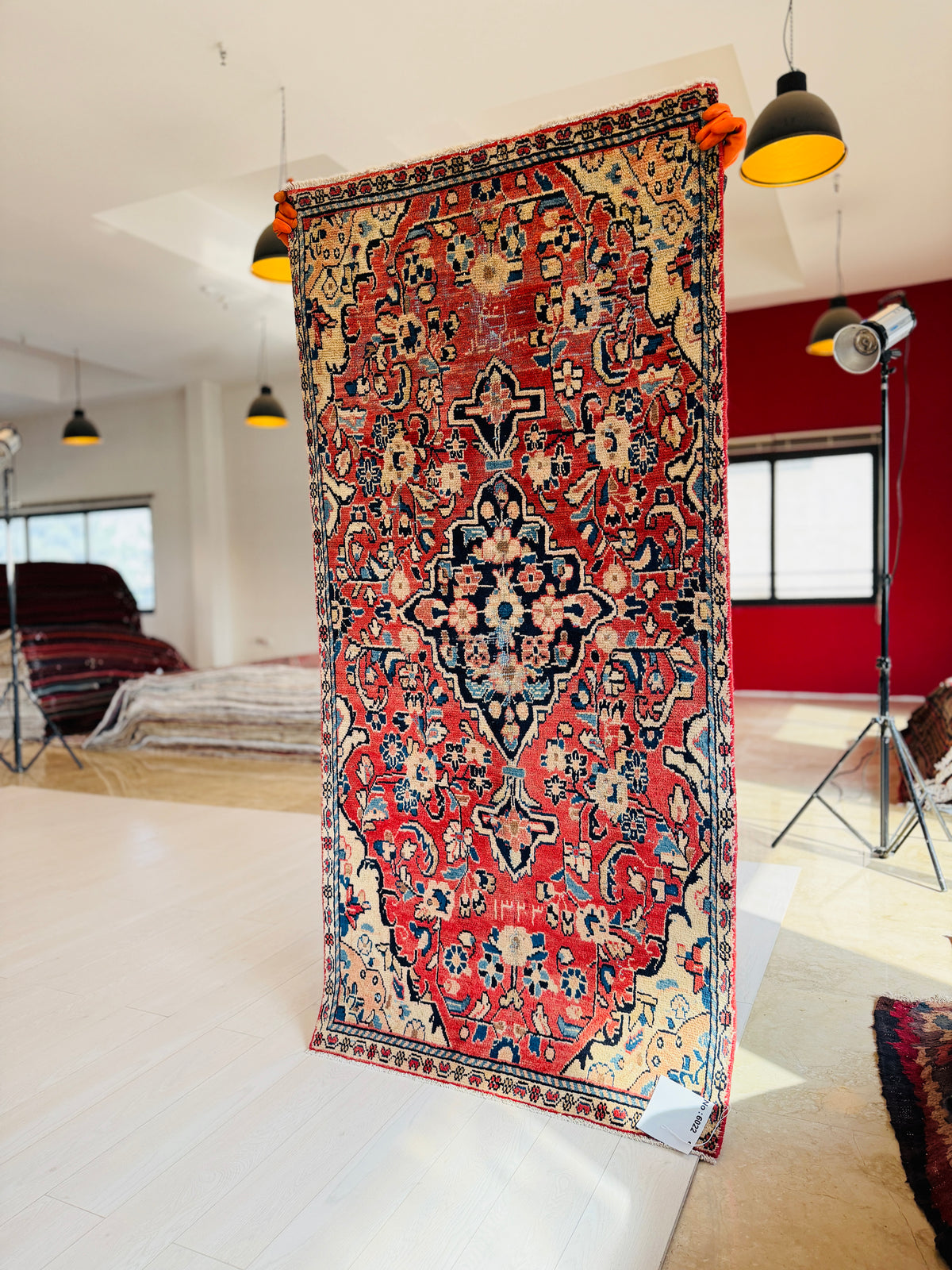 Antique Red Hand-Knotted Wool Rug – 6' 5" x 3' 1" (195 x 94 cm)