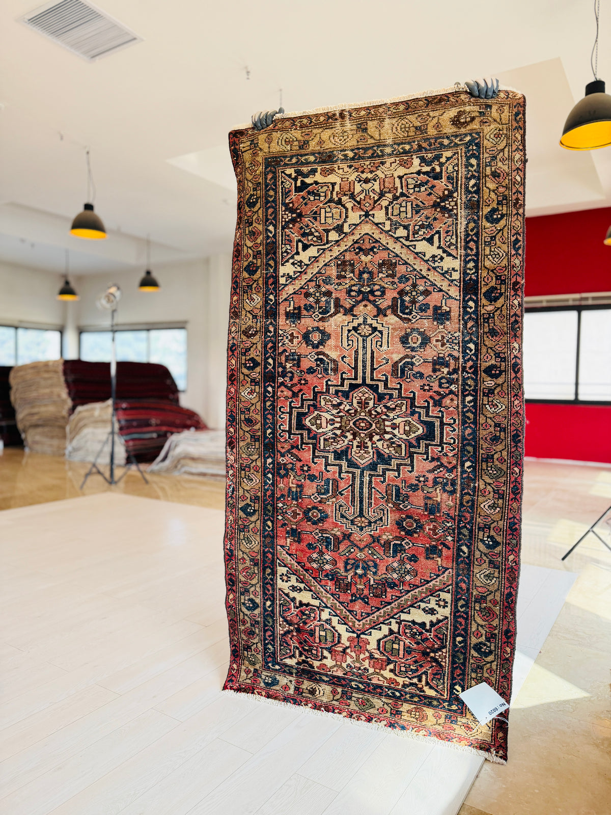 Antique Faded Rust Red Hand-Knotted Wool Rug – 6' 6" x 3' 3" (199 x 98 cm)