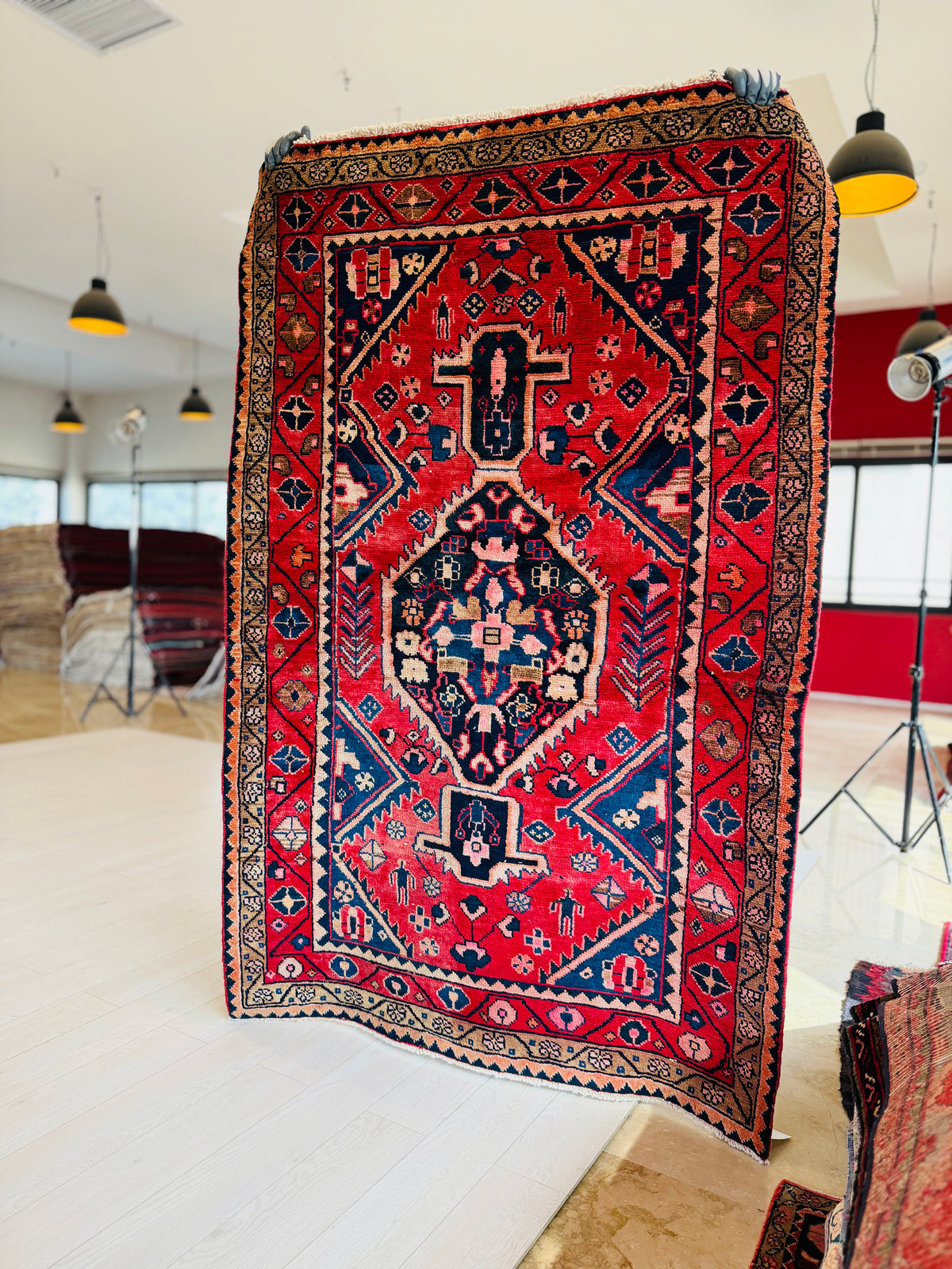 Vintage Red Hand-Knotted Wool Rug – 6' 2" x 4' 0" (189 x 122 cm)