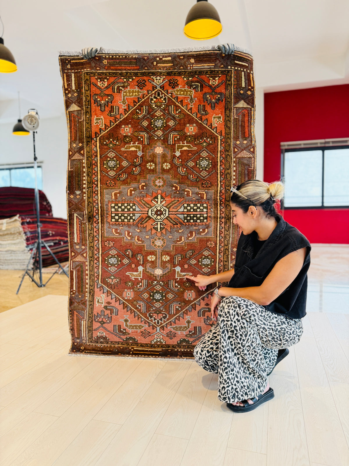 Vintage Rust Red Hand-Knotted Wool Rug – 6' 0" x 3' 9" (182 x 114 cm)