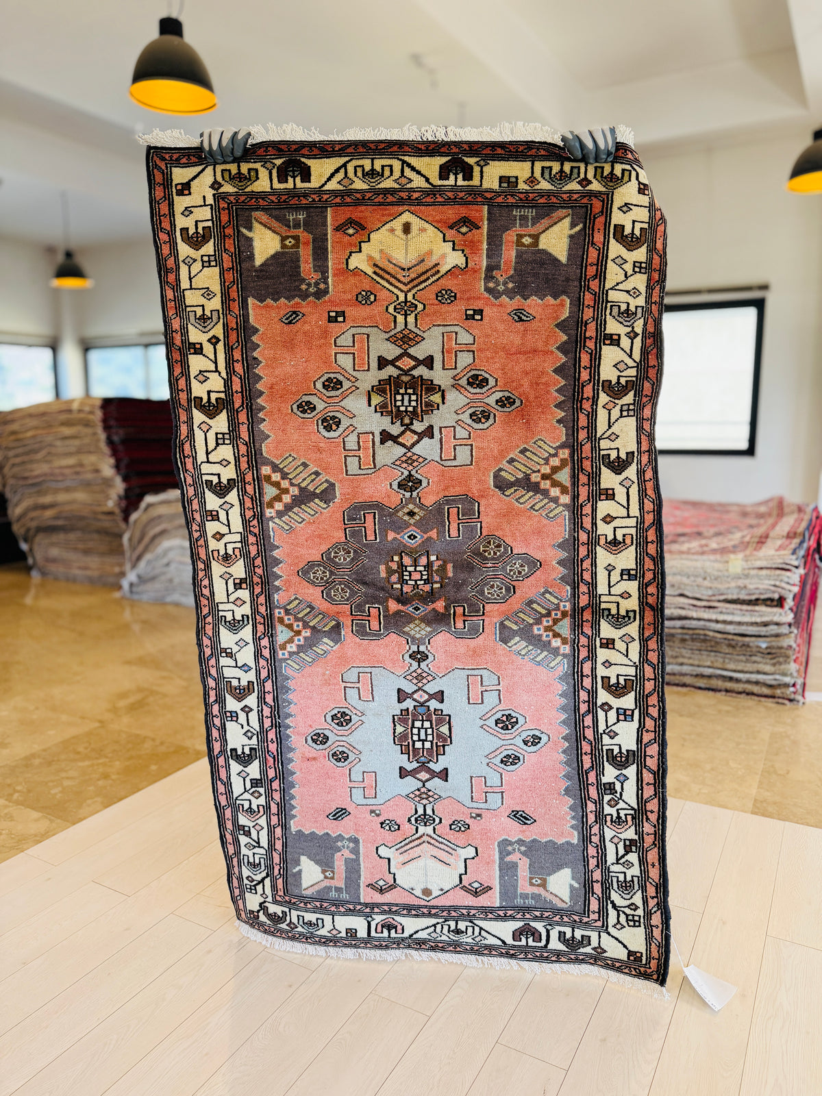 Tapis vintage en laine nouée à la main, corail – 5' 7" x 3' 3" (170 x 99 cm)