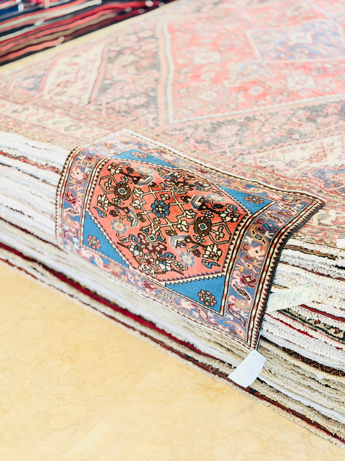 Mini Vintage Red & Blue Rug – 2' 8" x 2' 1" (82 x 63 cm)