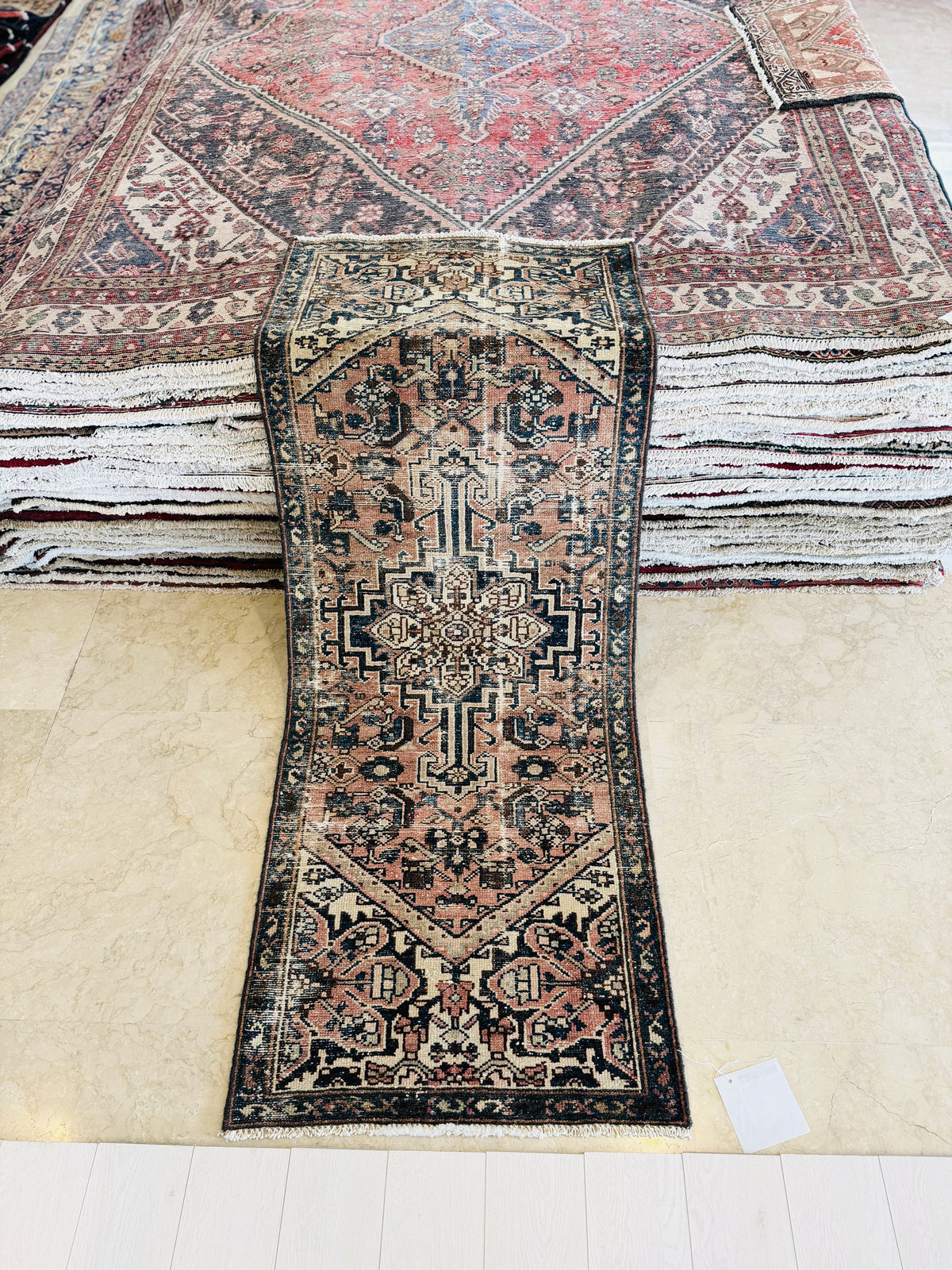 Antique Faded Rust Red Rug – 6' 1" x 2' 4" (186 x 71 cm)