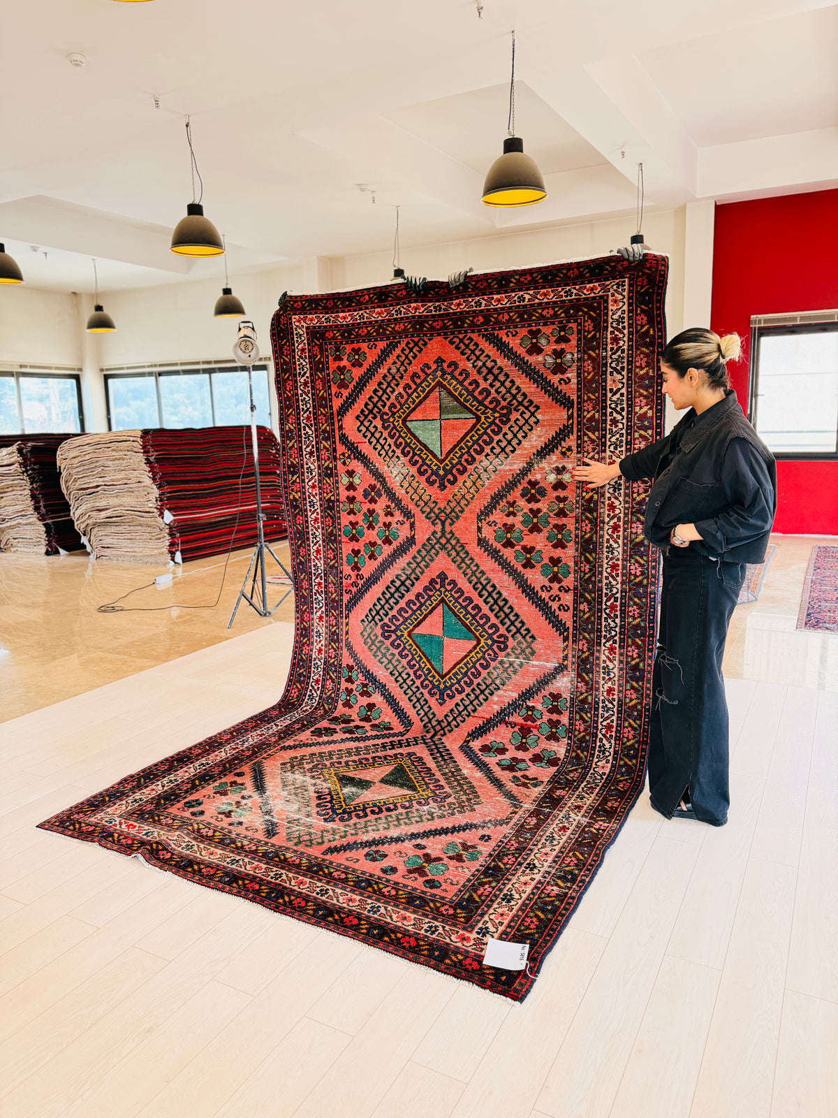 Vintage Pink Geometric Rug – 10' 11" x 6' 1" (334 x 185 cm)