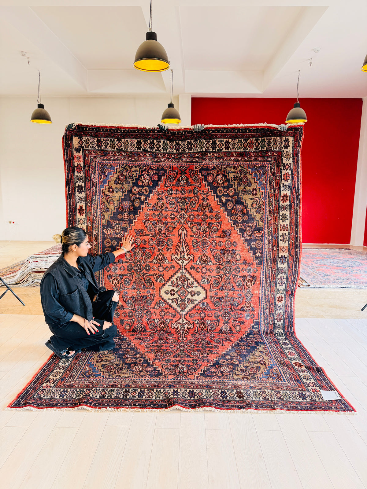 Vintage Rust Red Geometric Rug – 10' 1" x 7' 1" (308 x 217 cm)