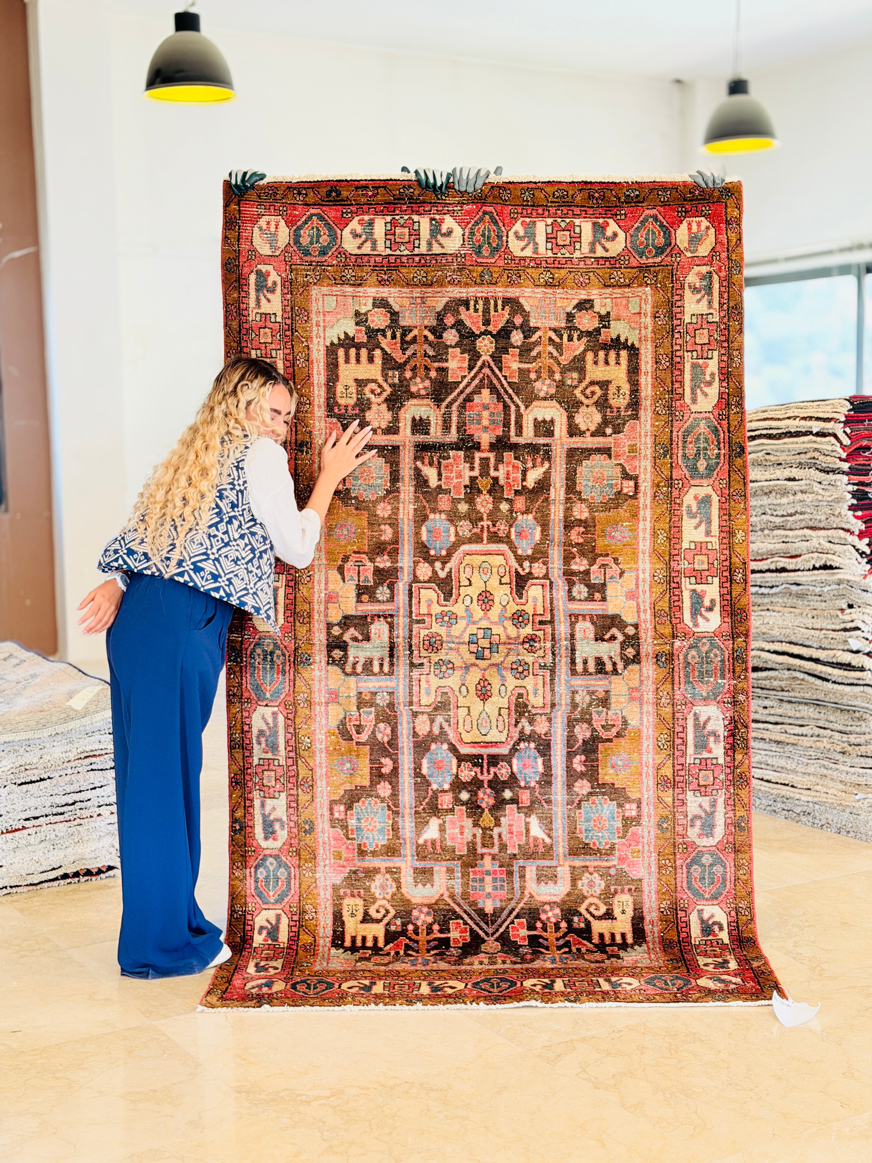 Collectible Vintage Rust, Brown Tree of Life Rug – 7' 8" x 4' 5" (234 x 135 cm)