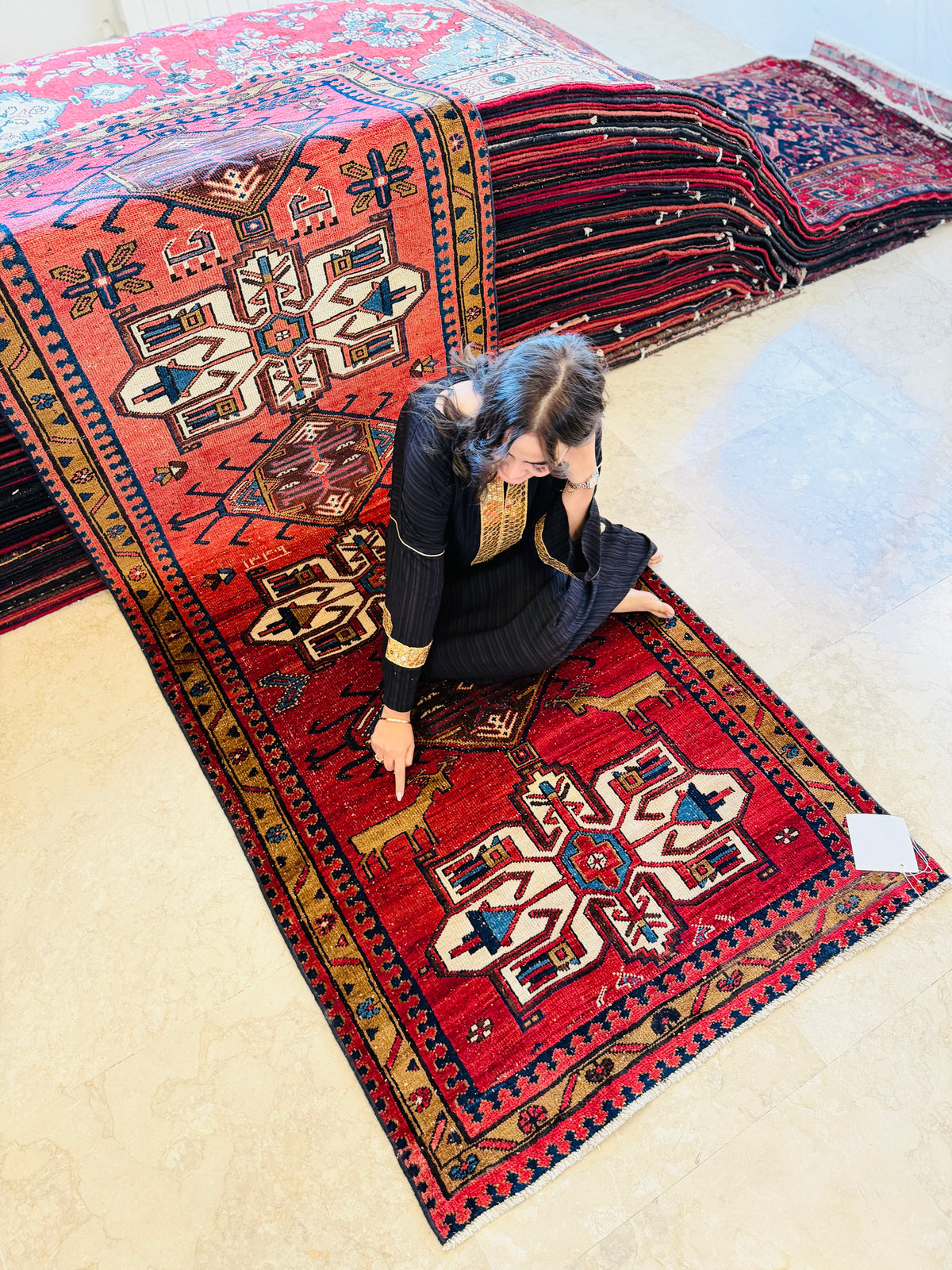 Antique Tribal Geometric Medallion Runner Rug, Red – 8' 6" x 3' 5" (258 x 105 cm)