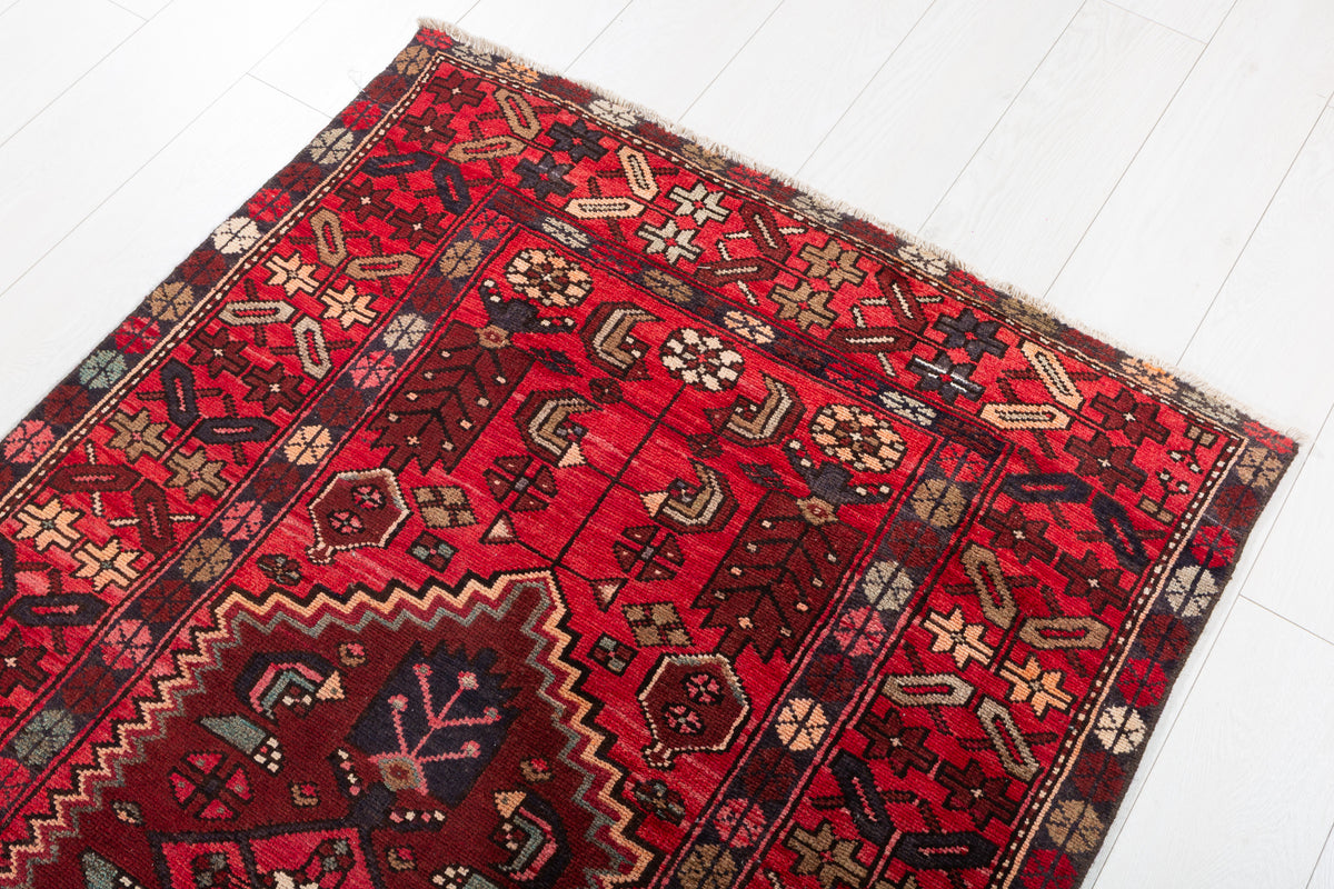 Vintage Geometric Medallion Runner Rug, Rust Red – 9' 8" x 3' 5" (295 x 103 cm)