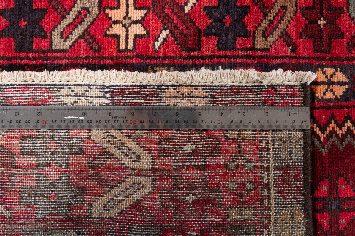 Vintage Geometric Medallion Runner Rug, Rust Red – 9' 8" x 3' 5" (295 x 103 cm)