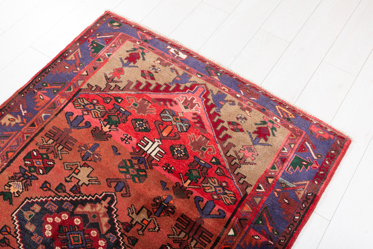 Vintage Geometric Medallion Runner Rug, Rust Red – 9' 4" x 3' 8" (285 x 111 cm)