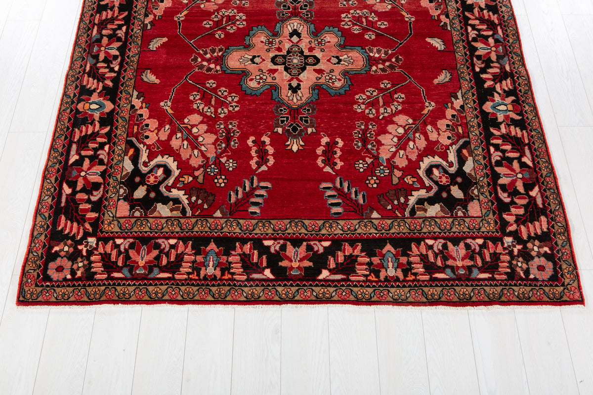 Rare Collectible Vintage Red & Pink Wool Rug – 7' 0" x 5' 11" (214 x 181 cm)