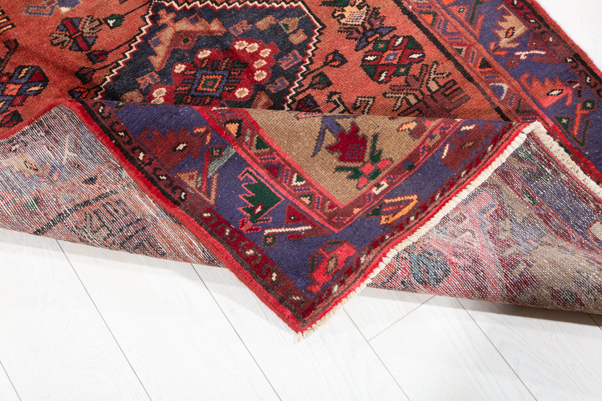 Vintage Geometric Medallion Runner Rug, Rust Red – 9' 4" x 3' 8" (285 x 111 cm)