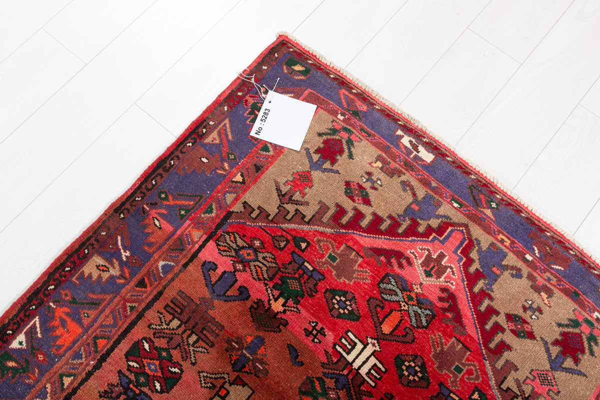 Vintage Geometric Medallion Runner Rug, Rust Red – 9' 4" x 3' 8" (285 x 111 cm)