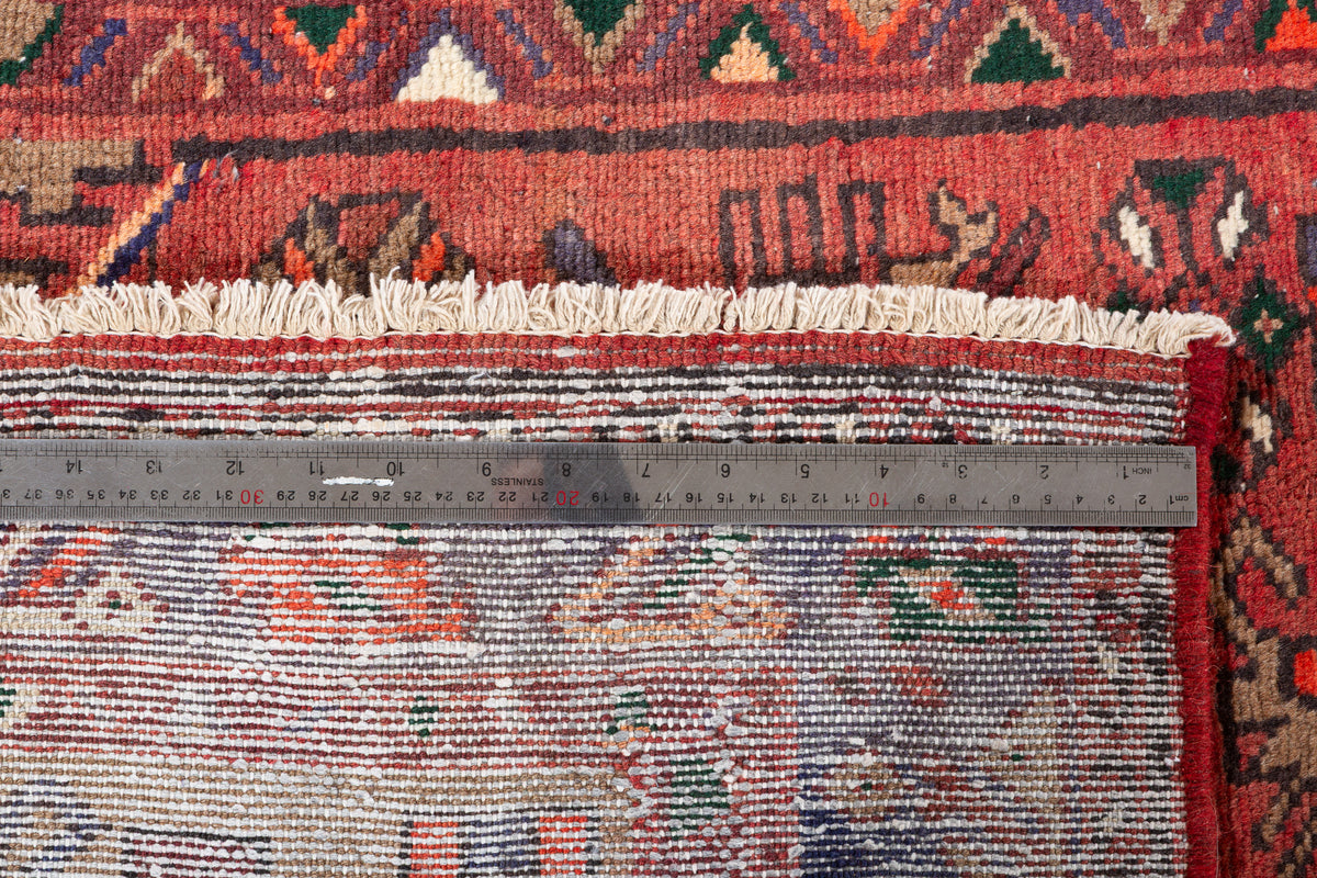 Vintage Geometric Medallion Runner Rug, Rust Red – 9' 4" x 3' 8" (285 x 111 cm)