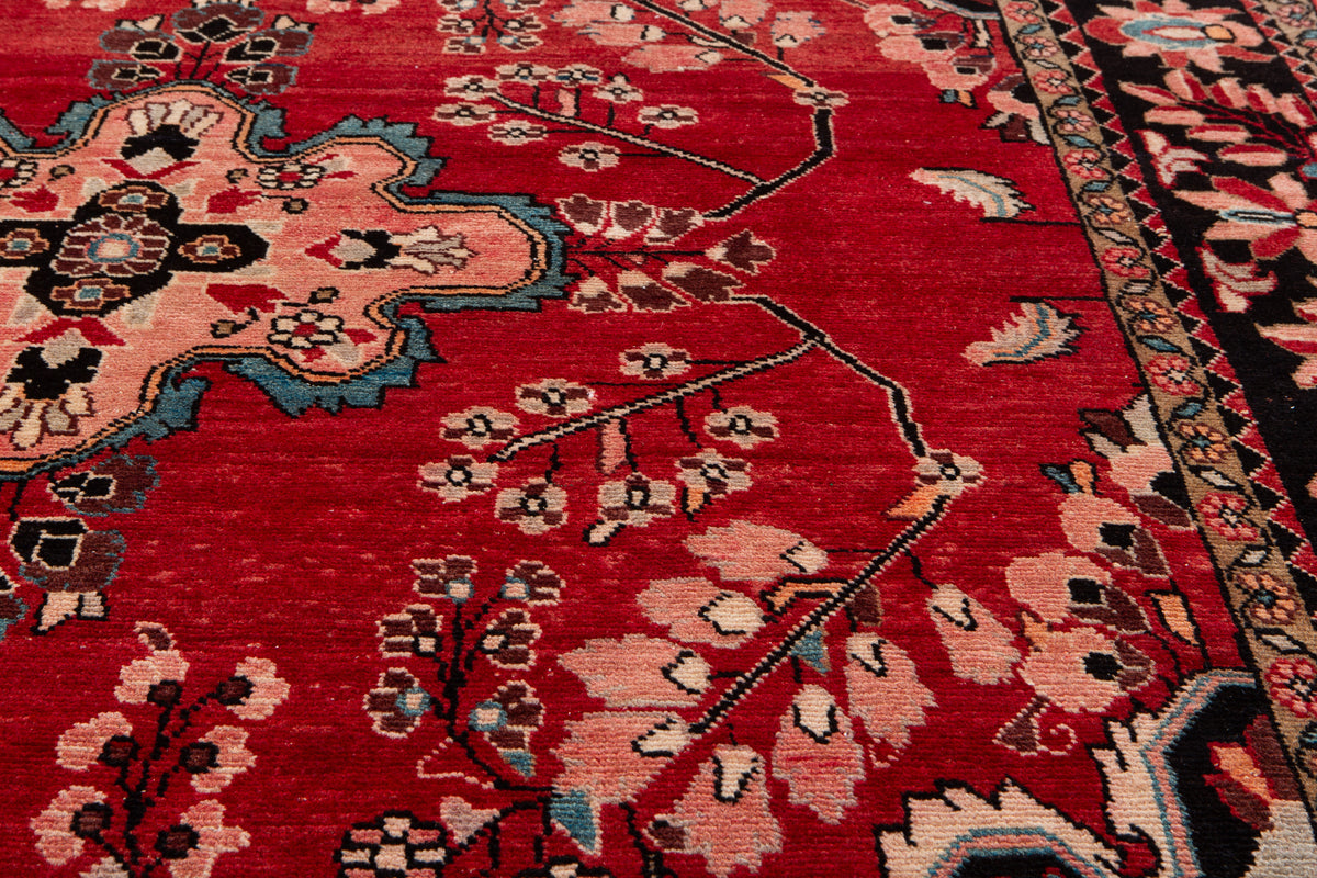 Rare Collectible Vintage Red & Pink Wool Rug – 7' 0" x 5' 11" (214 x 181 cm)