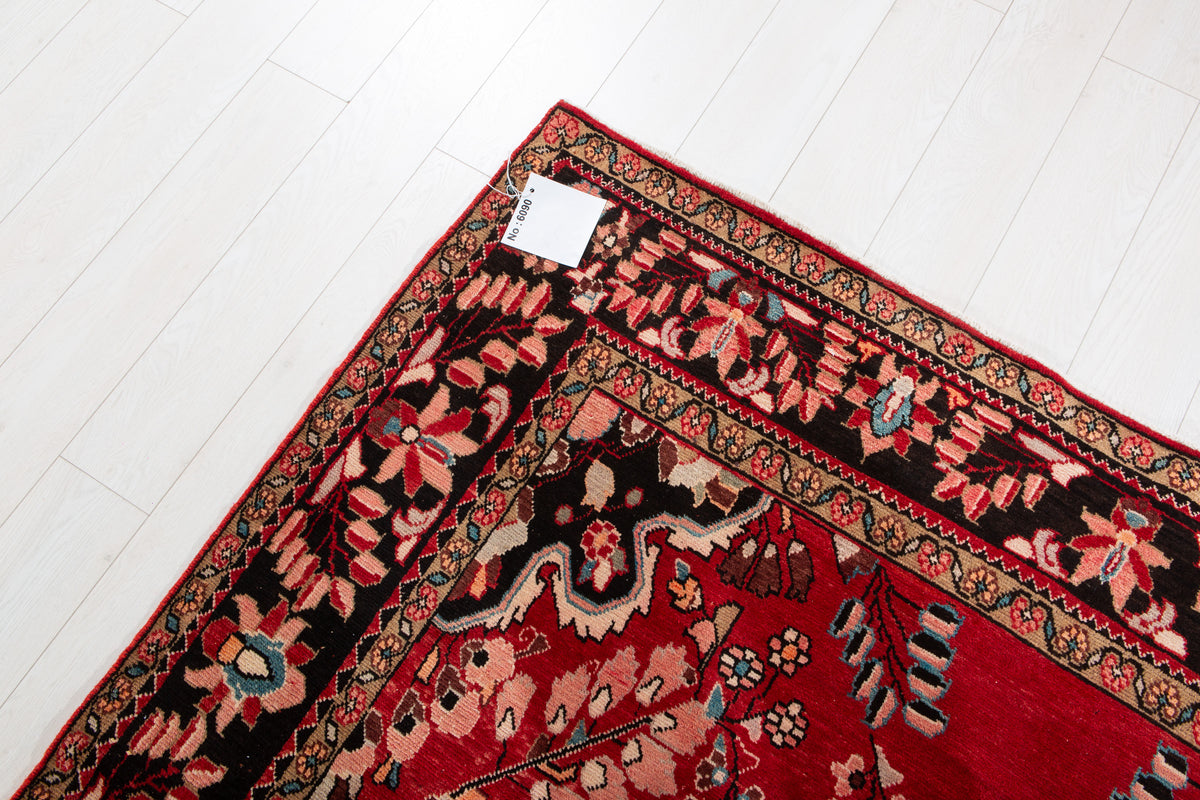 Rare Collectible Vintage Red & Pink Wool Rug – 7' 0" x 5' 11" (214 x 181 cm)