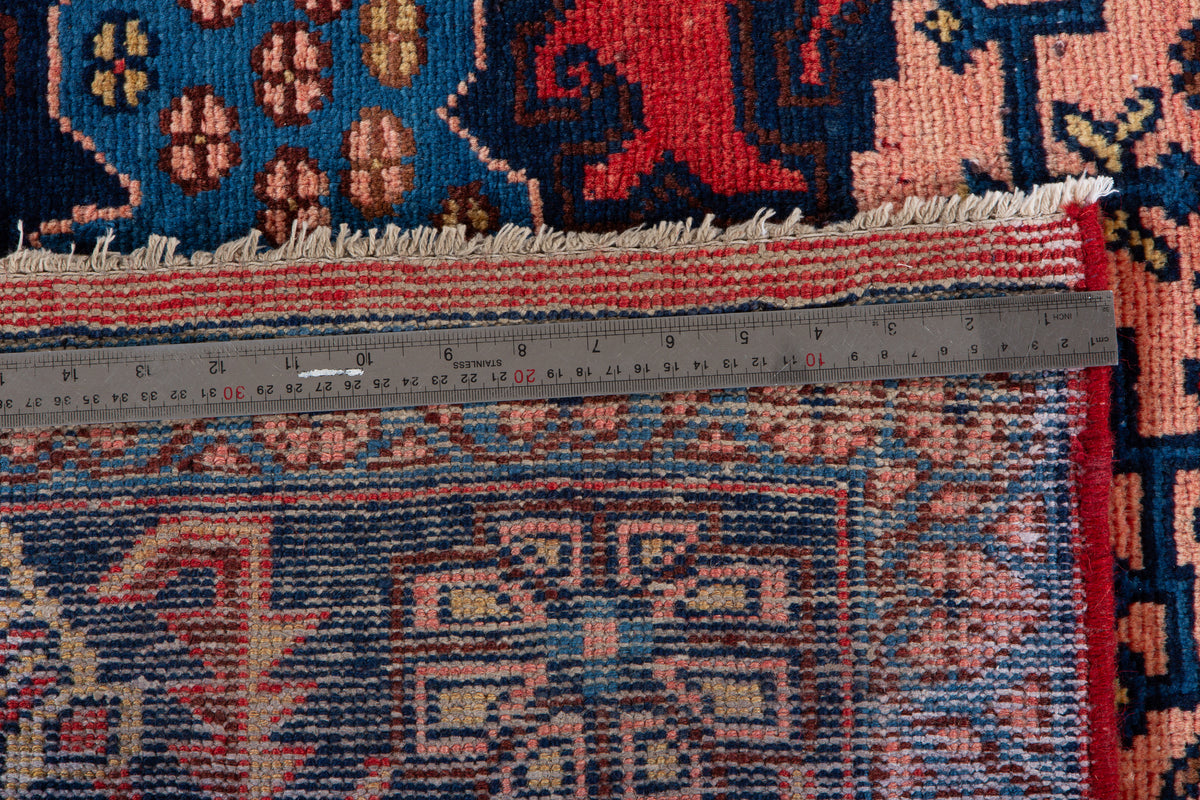 Rare Collectible Vintage Orange Red & Pink Geometric Medallion Wool Rug – 6' 8" x 5' 2" (204 x 158 cm)