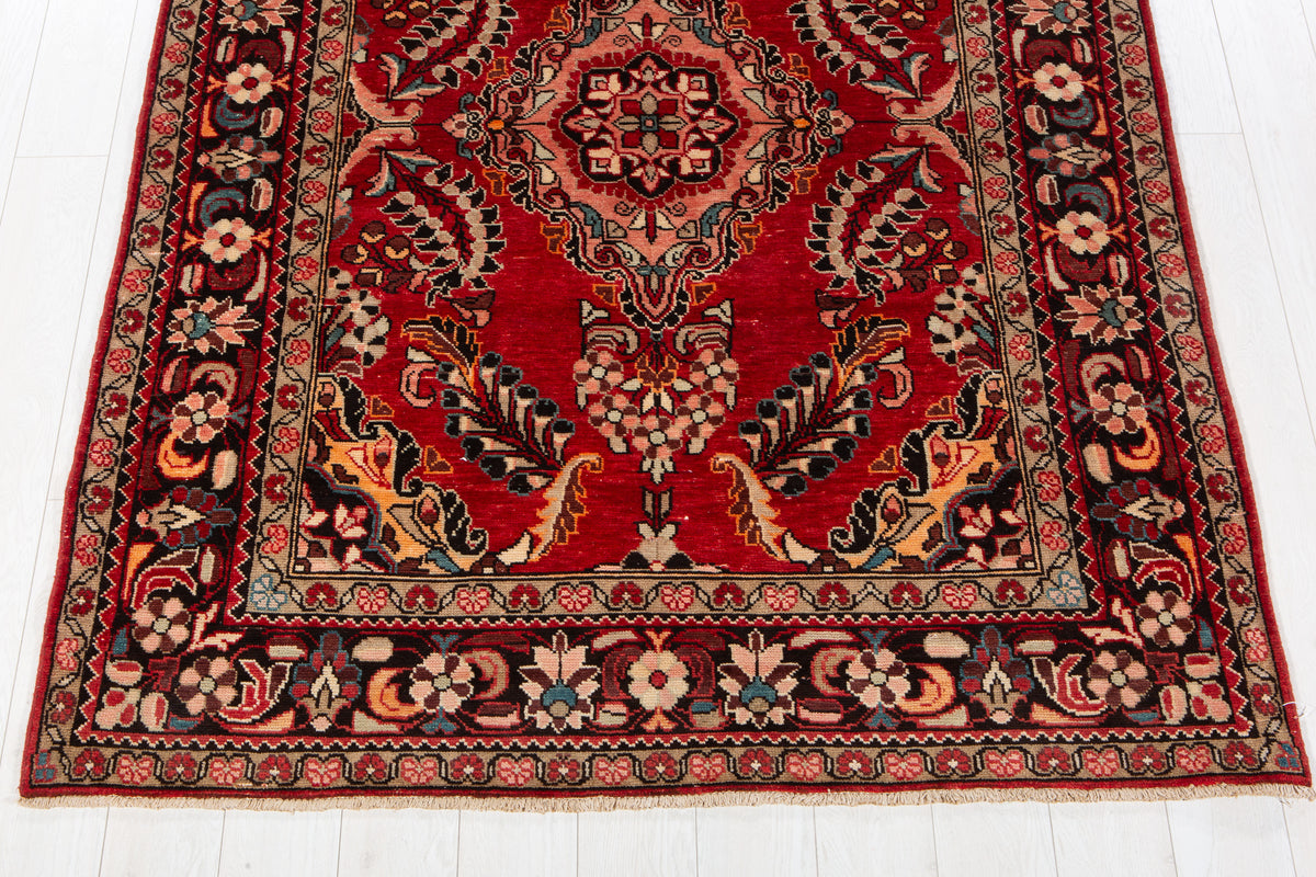 Rare Collectible Antique Red Floral Wool Rug – 6' 11" x 5' 3" (210 x 159 cm)
