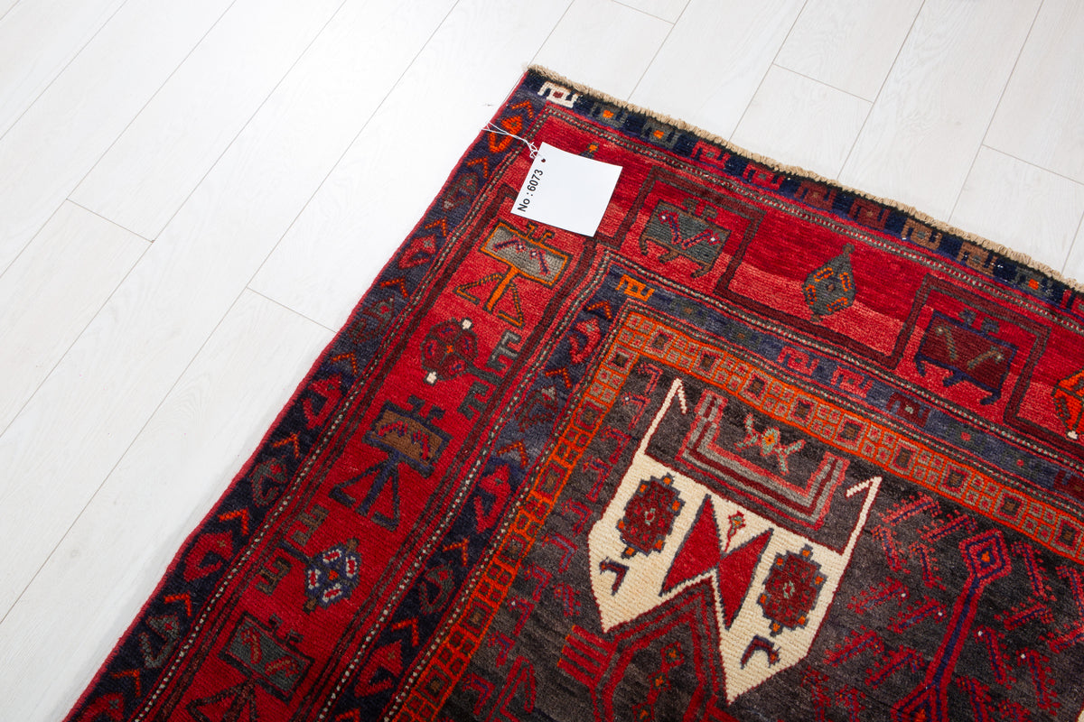 Antique Red & Black Hand-Knotted Wool Rug – 10' 2" x 4' 10" (311 x 148 cm)