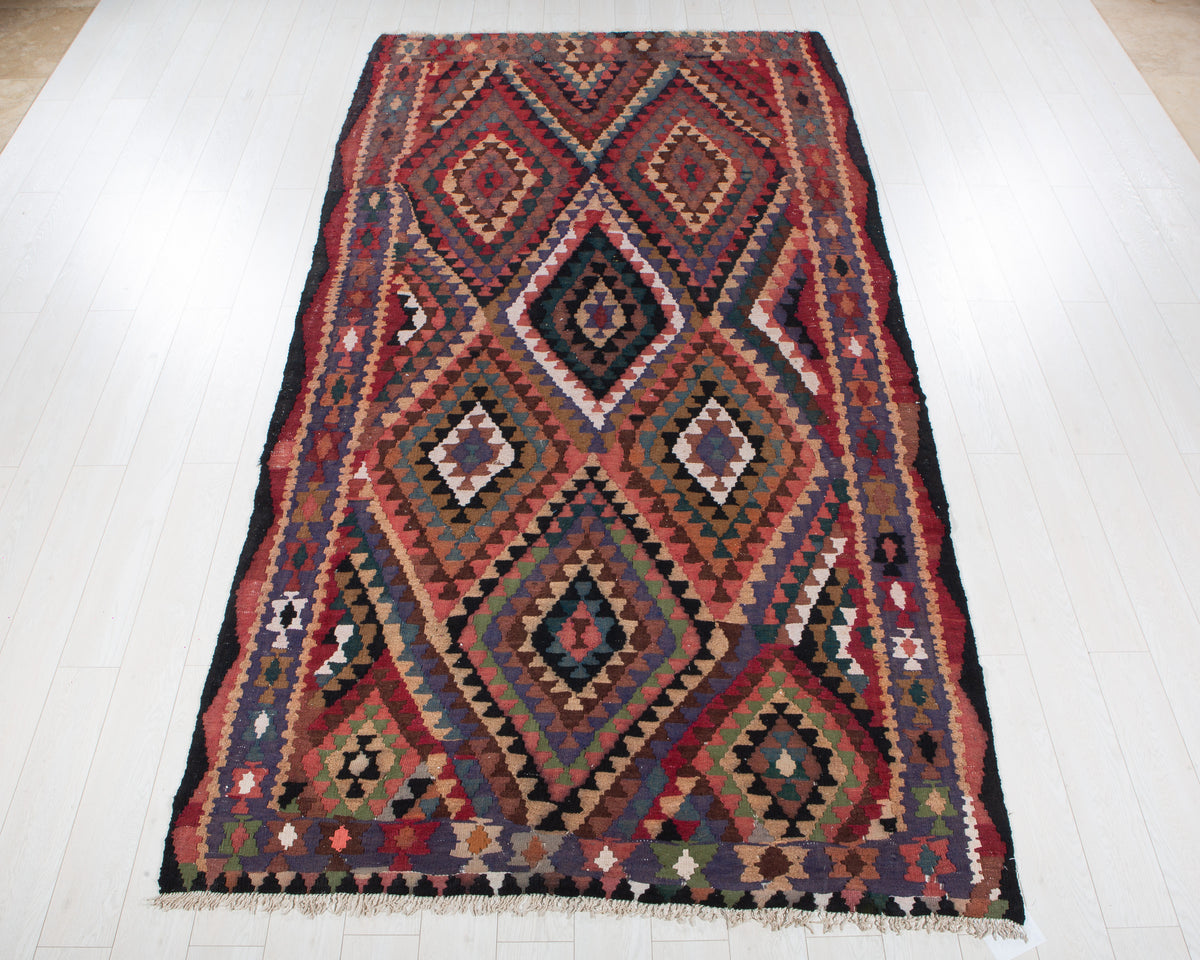 Vintage Multicolour Handwoven Kilim – 11' 1" x 5' 9" (337 x 174 cm)