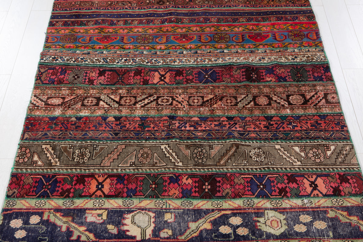 Vintage Multicolour Hand-Knotted Patchwork Rug – 7' 11" x 5' 6" (242 x 168 cm)