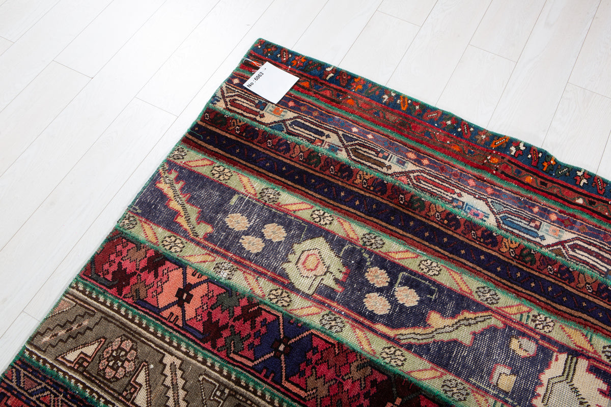 Vintage Multicolour Hand-Knotted Patchwork Rug – 7' 11" x 5' 6" (242 x 168 cm)