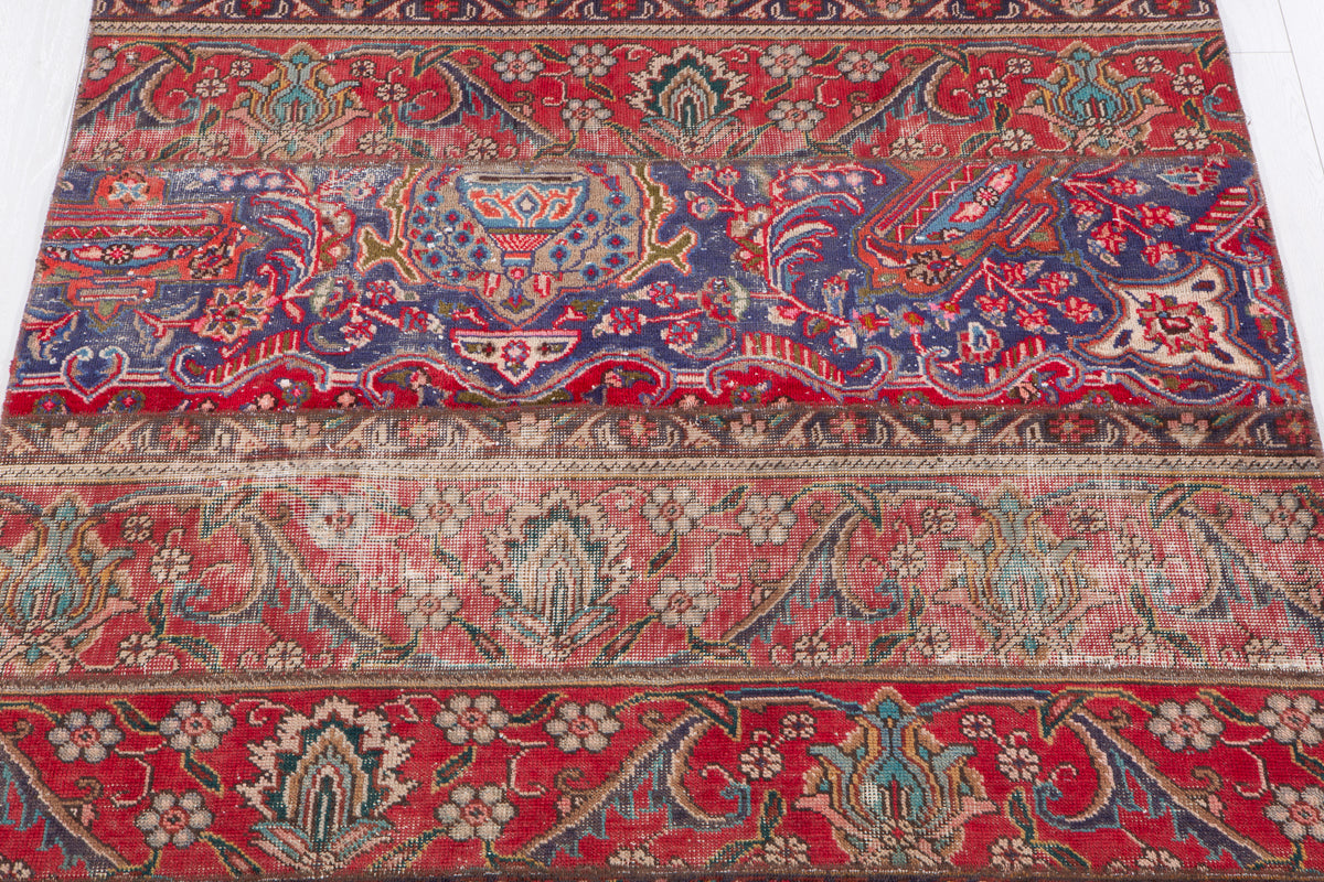 Vintage Multicolour Hand-Knotted Patchwork Rug – 6' 11" x 5' 0" (212 x 152 cm)