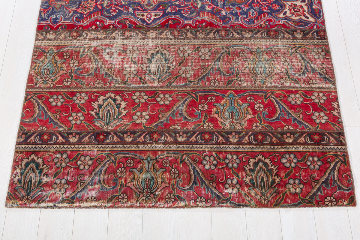 Vintage Multicolour Hand-Knotted Patchwork Rug – 6' 11" x 5' 0" (212 x 152 cm)