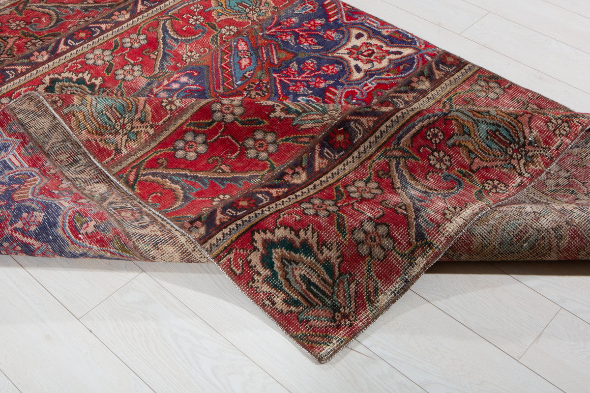 Vintage Multicolour Hand-Knotted Patchwork Rug – 6' 11" x 5' 0" (212 x 152 cm)